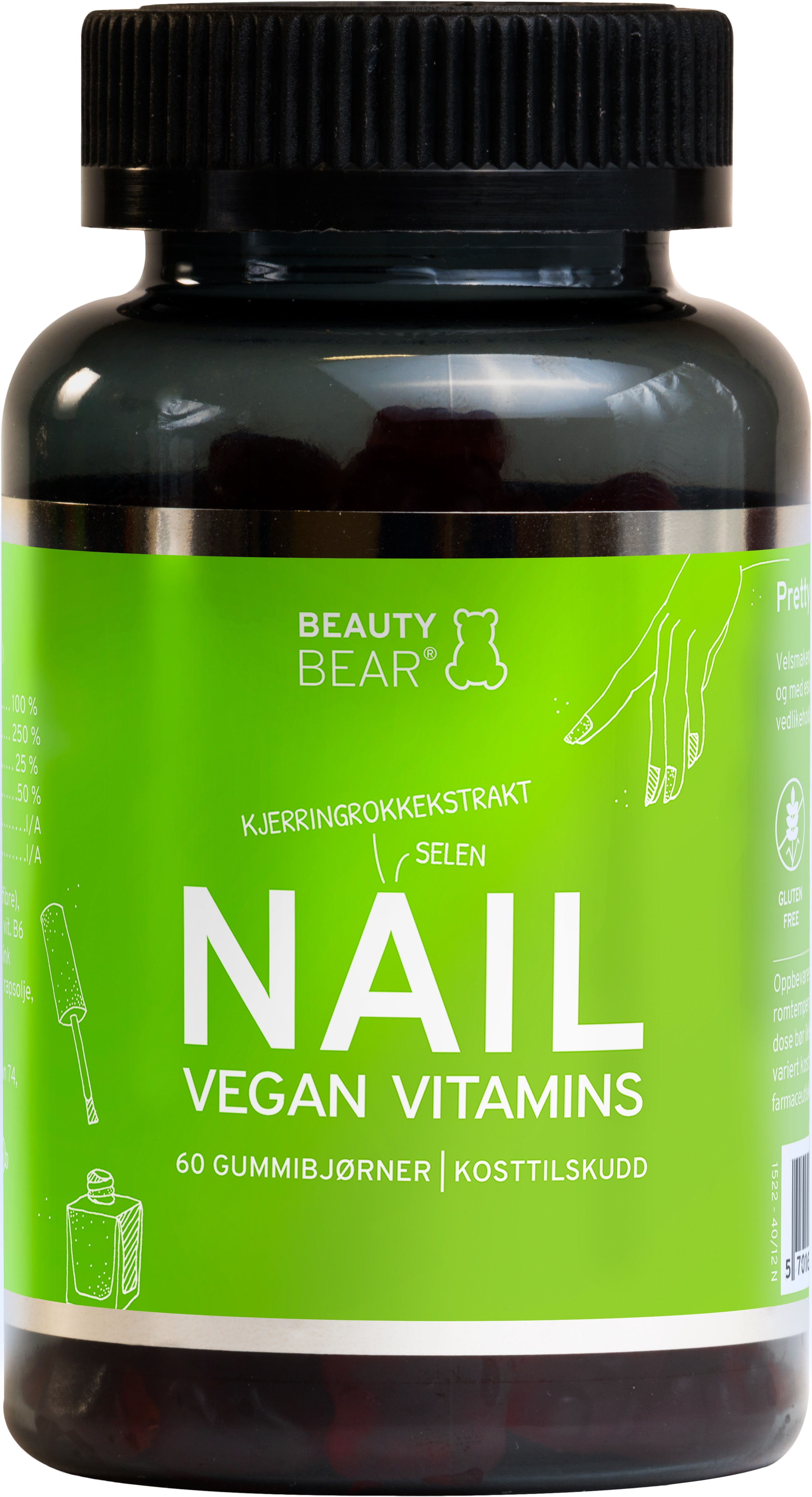 Beauty Bear Nail Vegan Vitamins tyggetab, 60 stk.