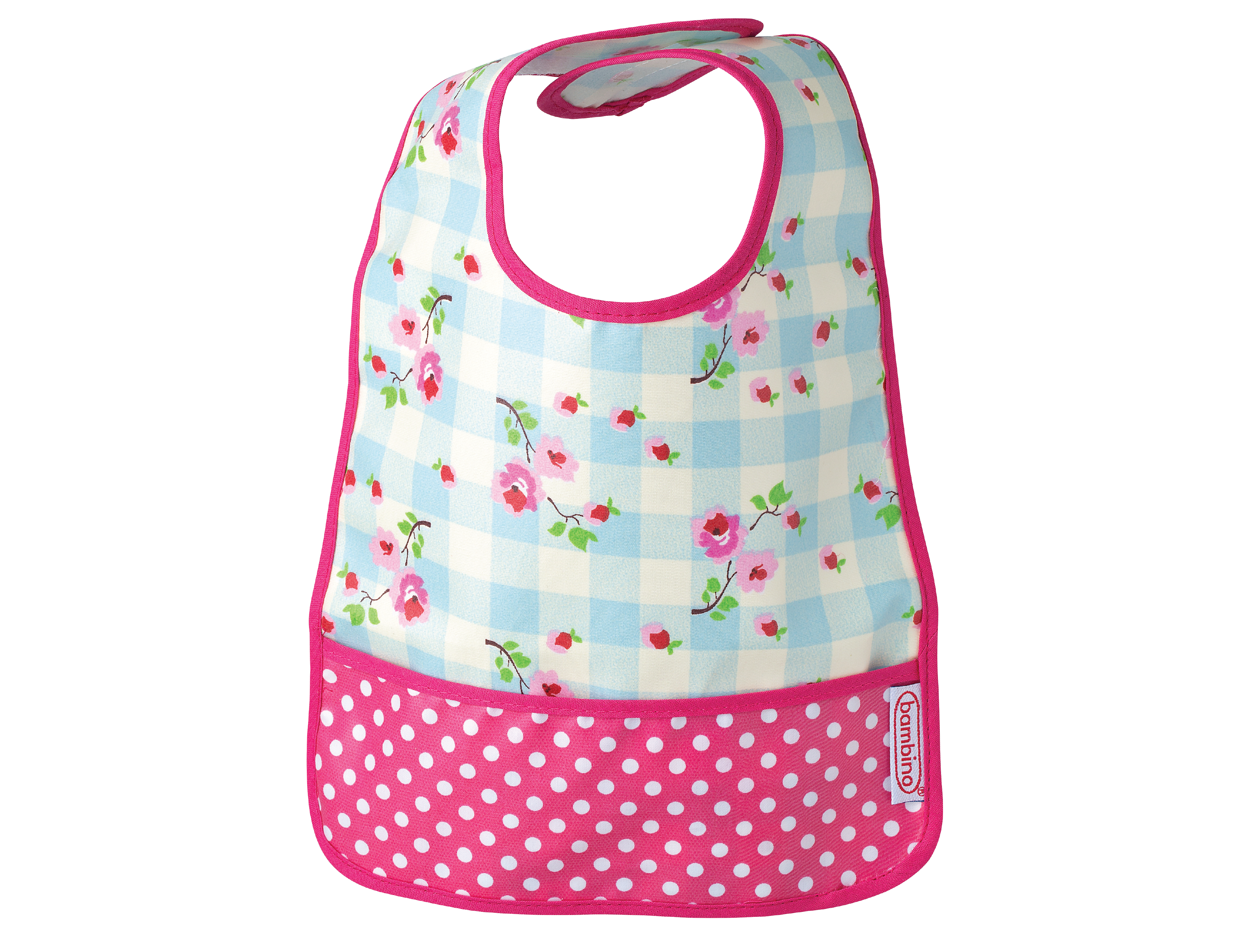 Bambino Easy Wipe Bib, Mønstret/Rosa, 1 stk.