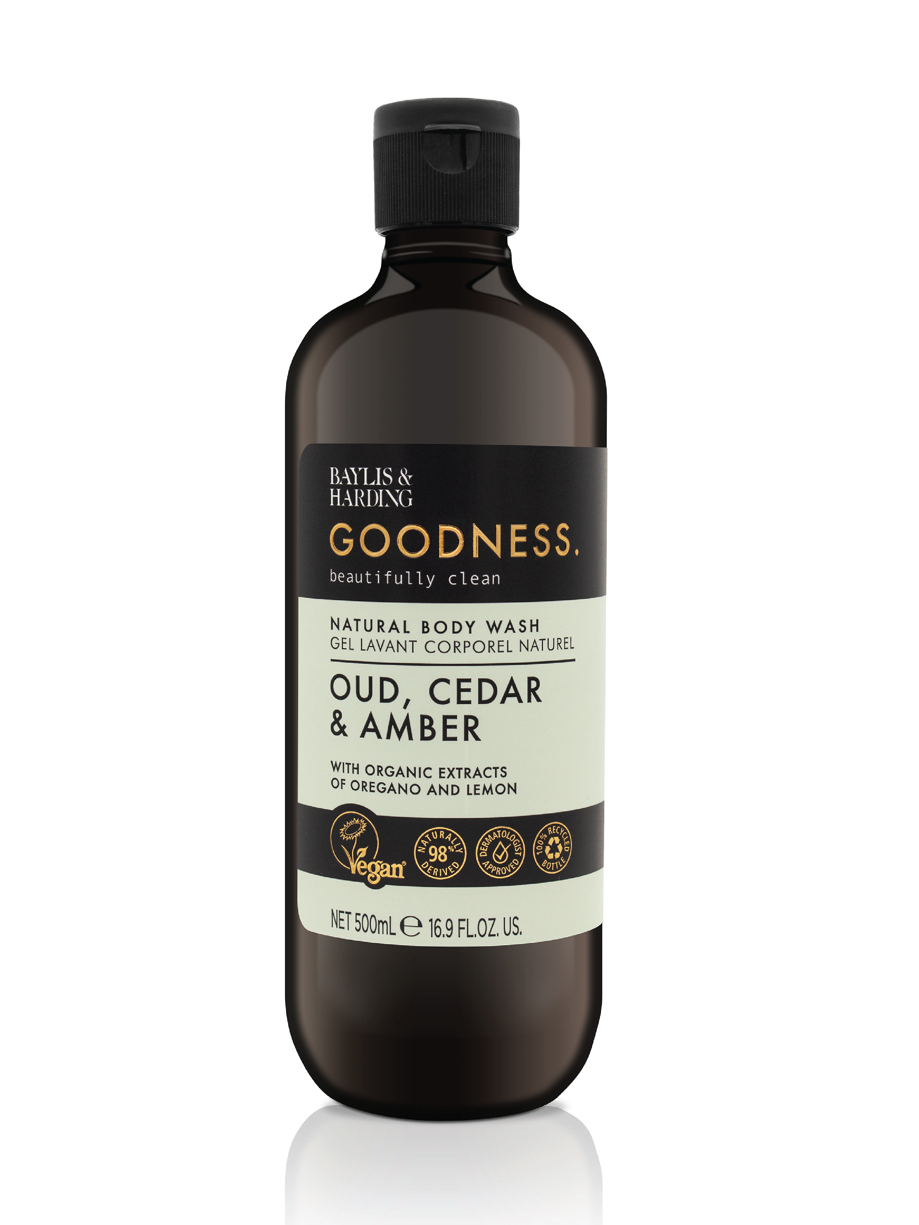 Baylis & Harding Goodness Oud, Cedar & Amber Body Wash, 500 ml