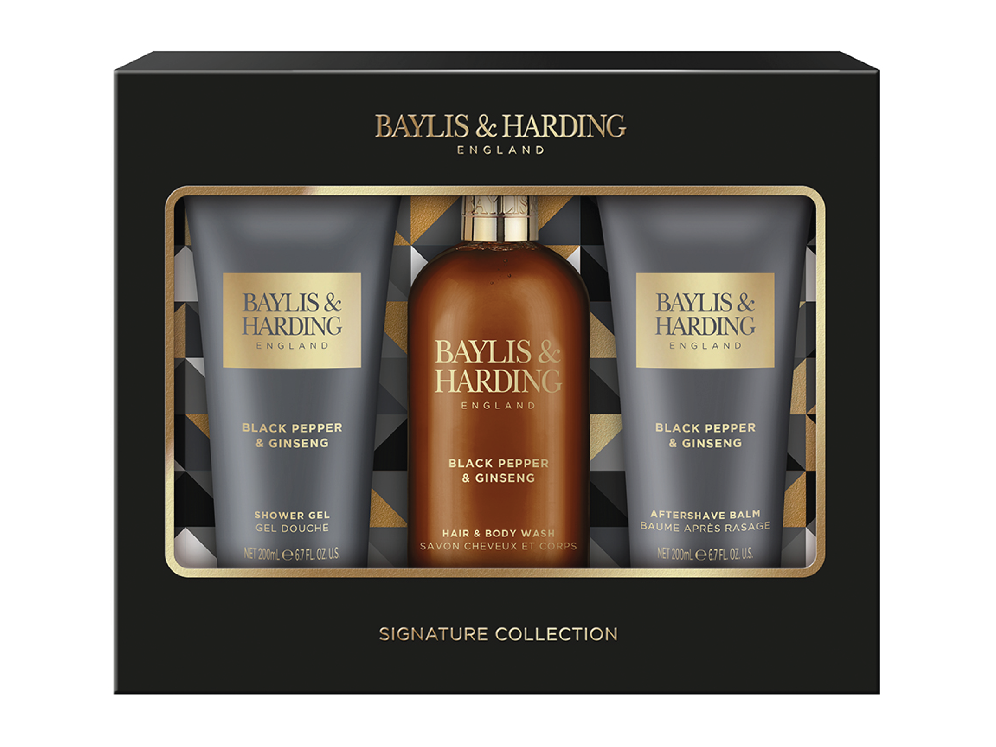 Baylis&Harding Men's Black Pepper & Ginseng Face & Body Trio Set, Gavesett, 1 stk.