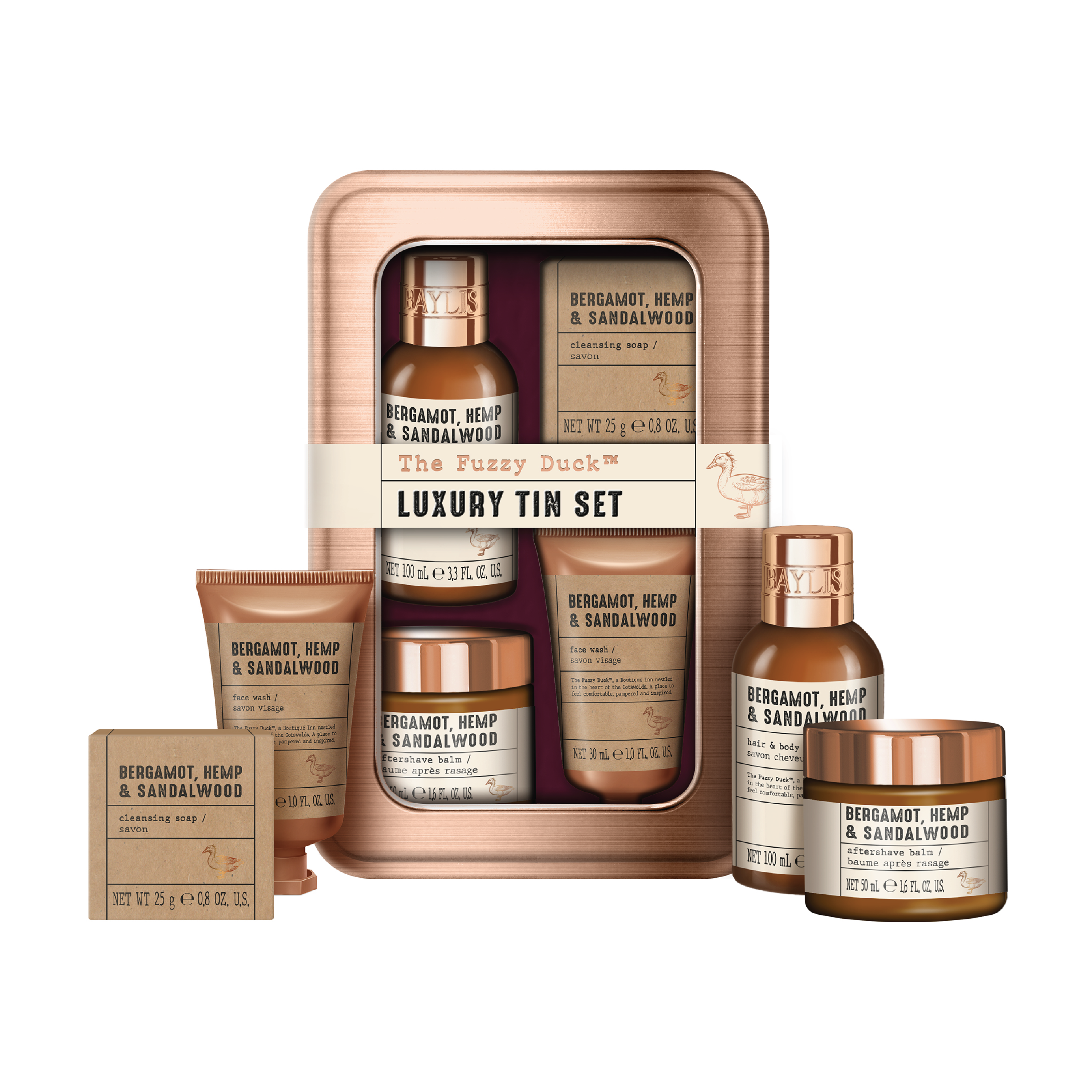 Baylis & Harding Men's The Fuzzy Duck Bergamot, Hemp & Sandalwood Tin Gift Set, 1 sett
