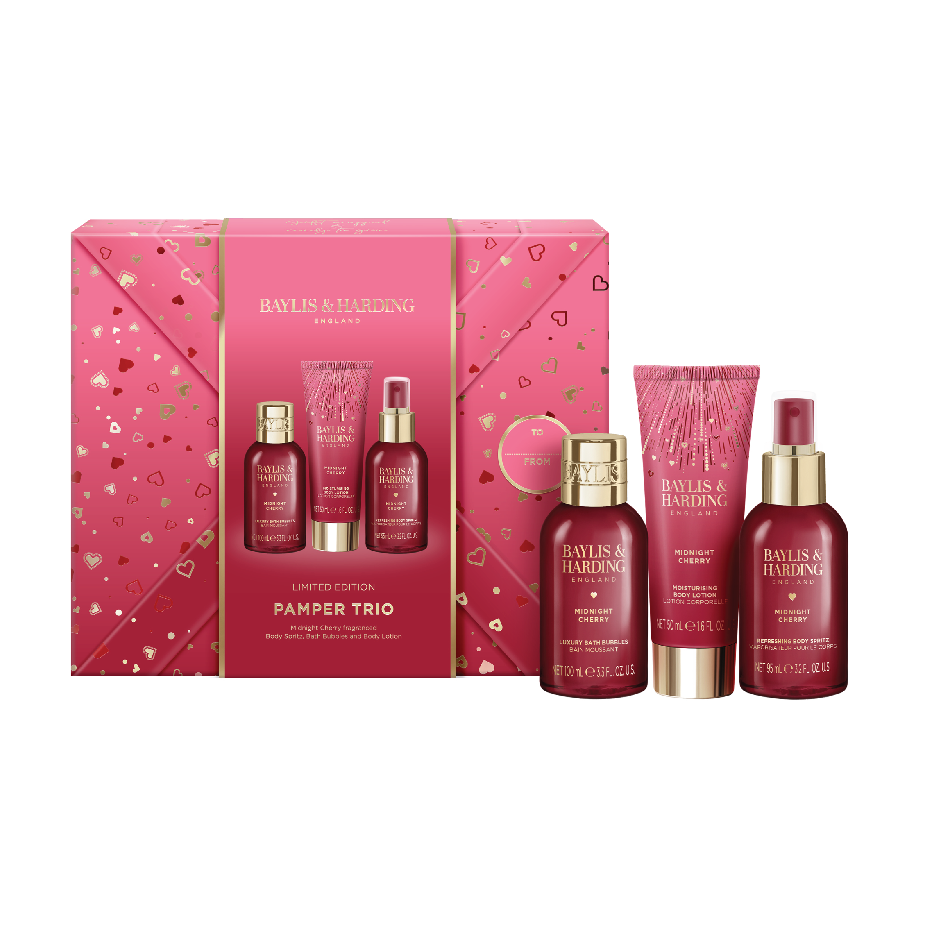Baylis & Harding Midnight Cherry Wrapped Body Trio Gift Set, 1 sett
