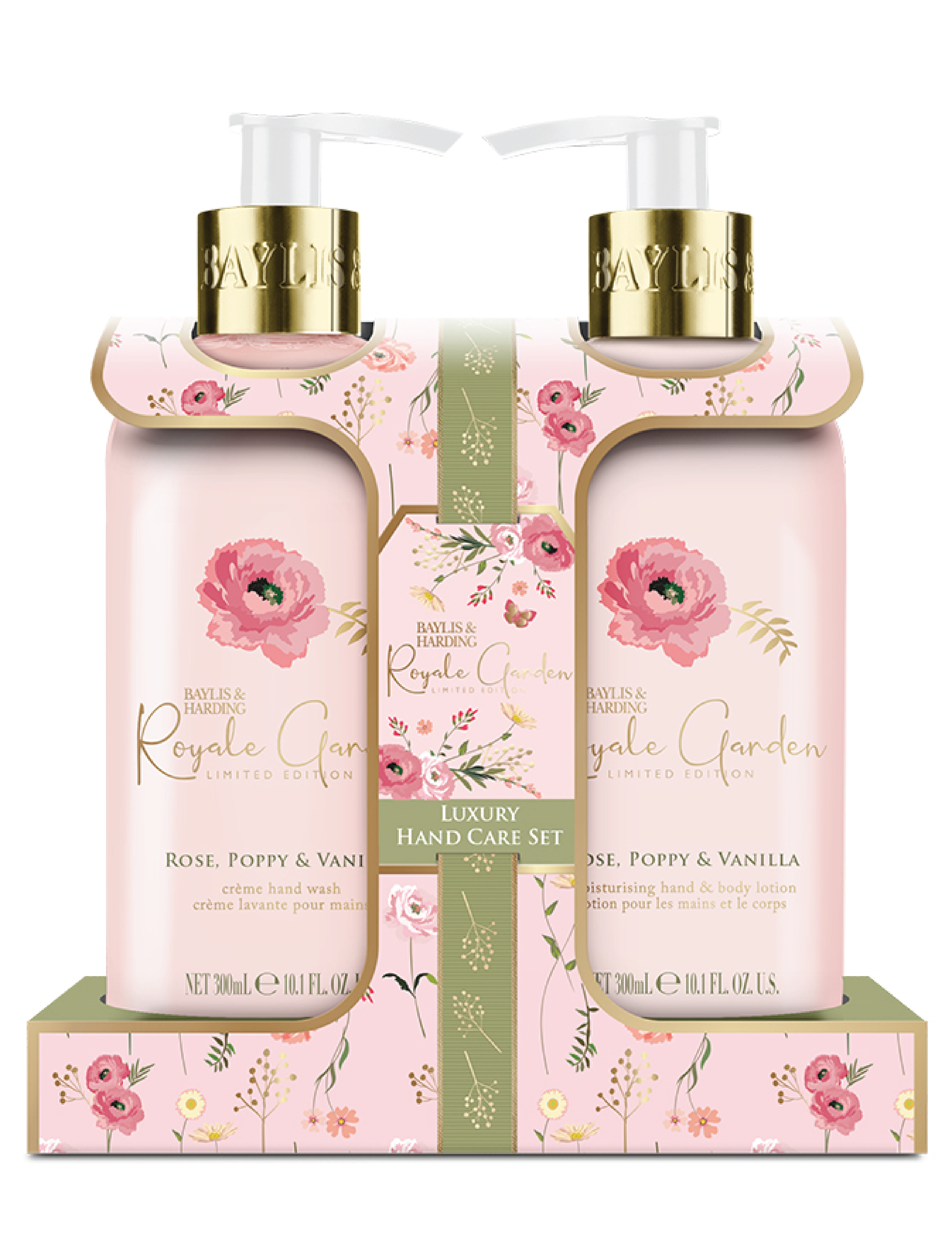 Baylis & Harding Royale Garden Rose, Poppy & Vanilla 2 Bottle Set, 2 x 300 ml