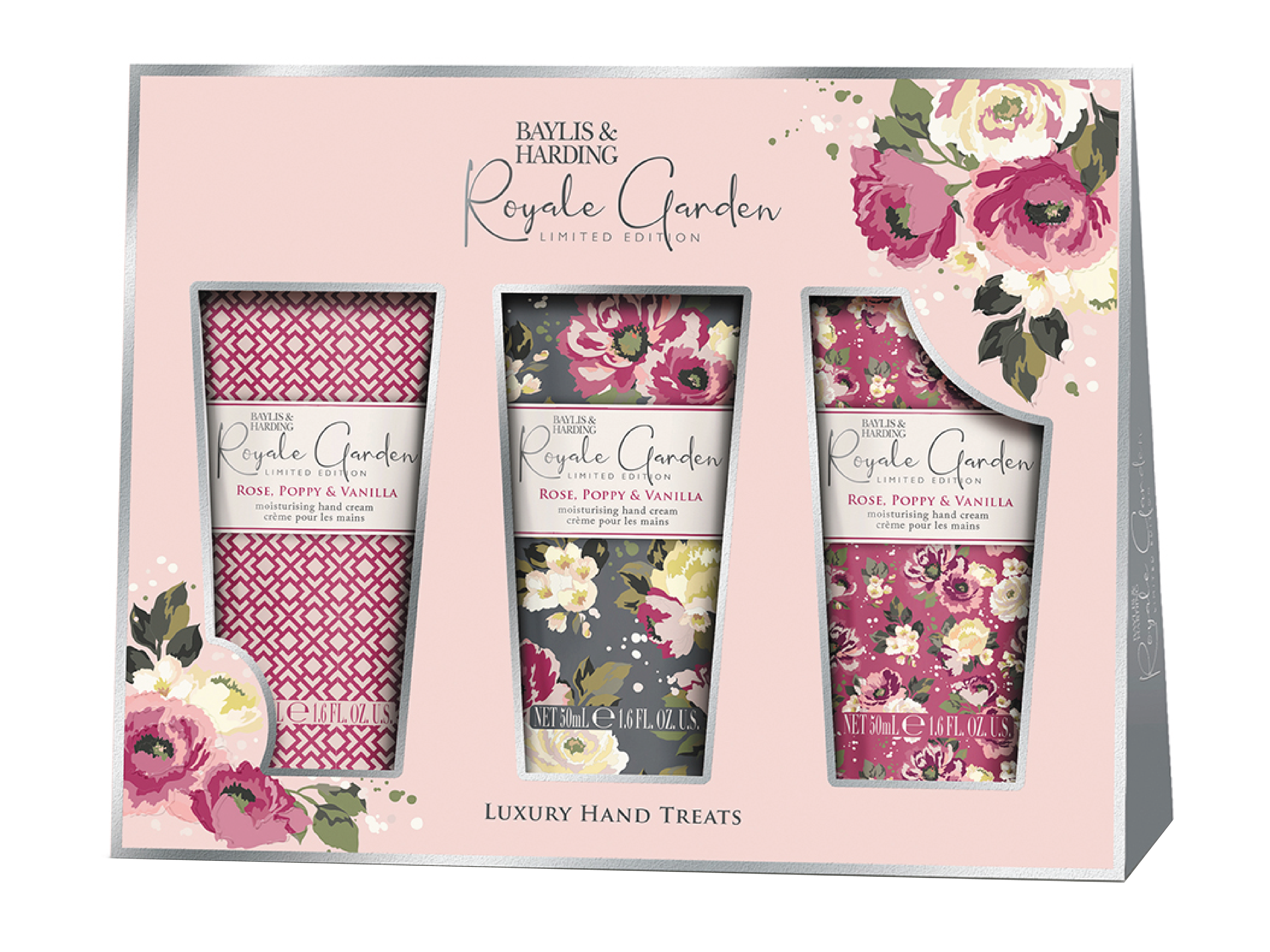 Baylis&Harding Royale Garden Rose, Poppy & Vanilla 3 Hand Cream Set, Gavesett, 1 stk.