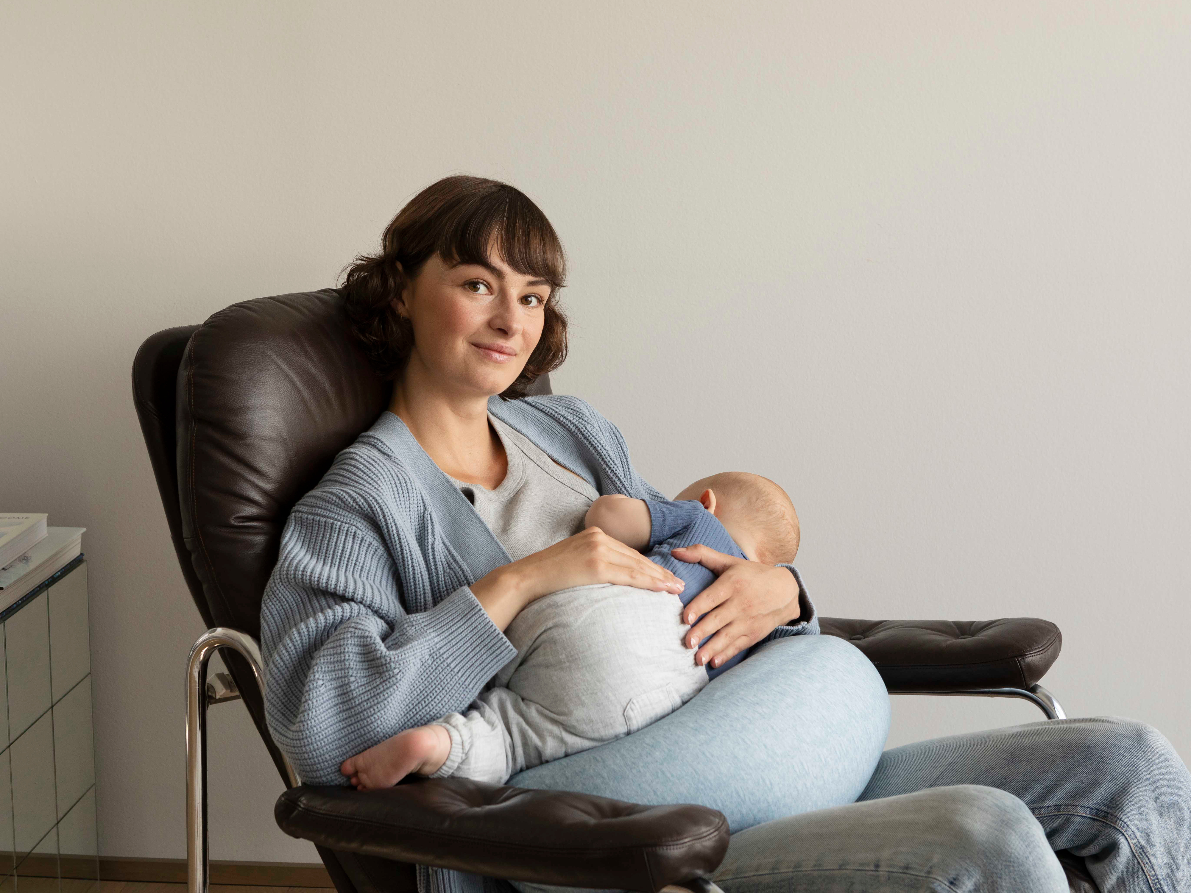 bbhugme Nursing Pillow, Blue Melange, 1 stk.