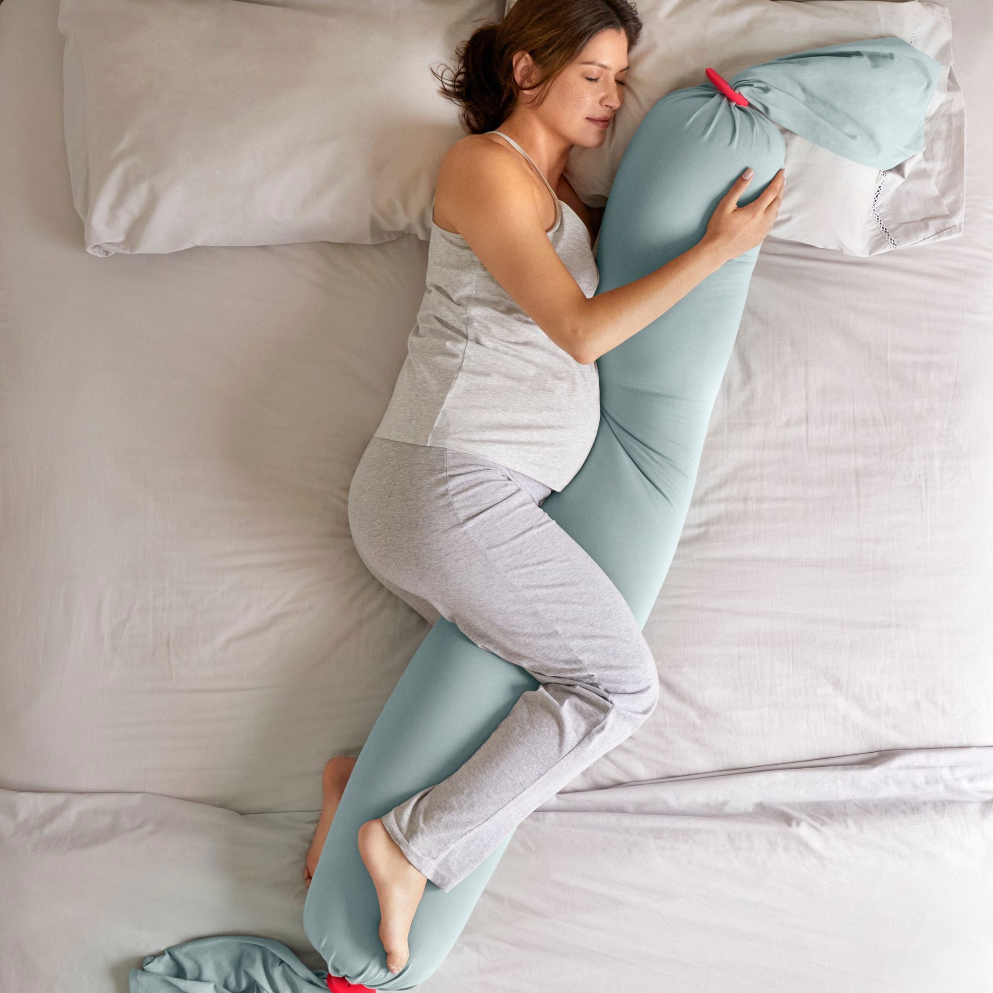 bbhugme Pregnancy Pillow, Eucalyptus/Coral, 1 stk.
