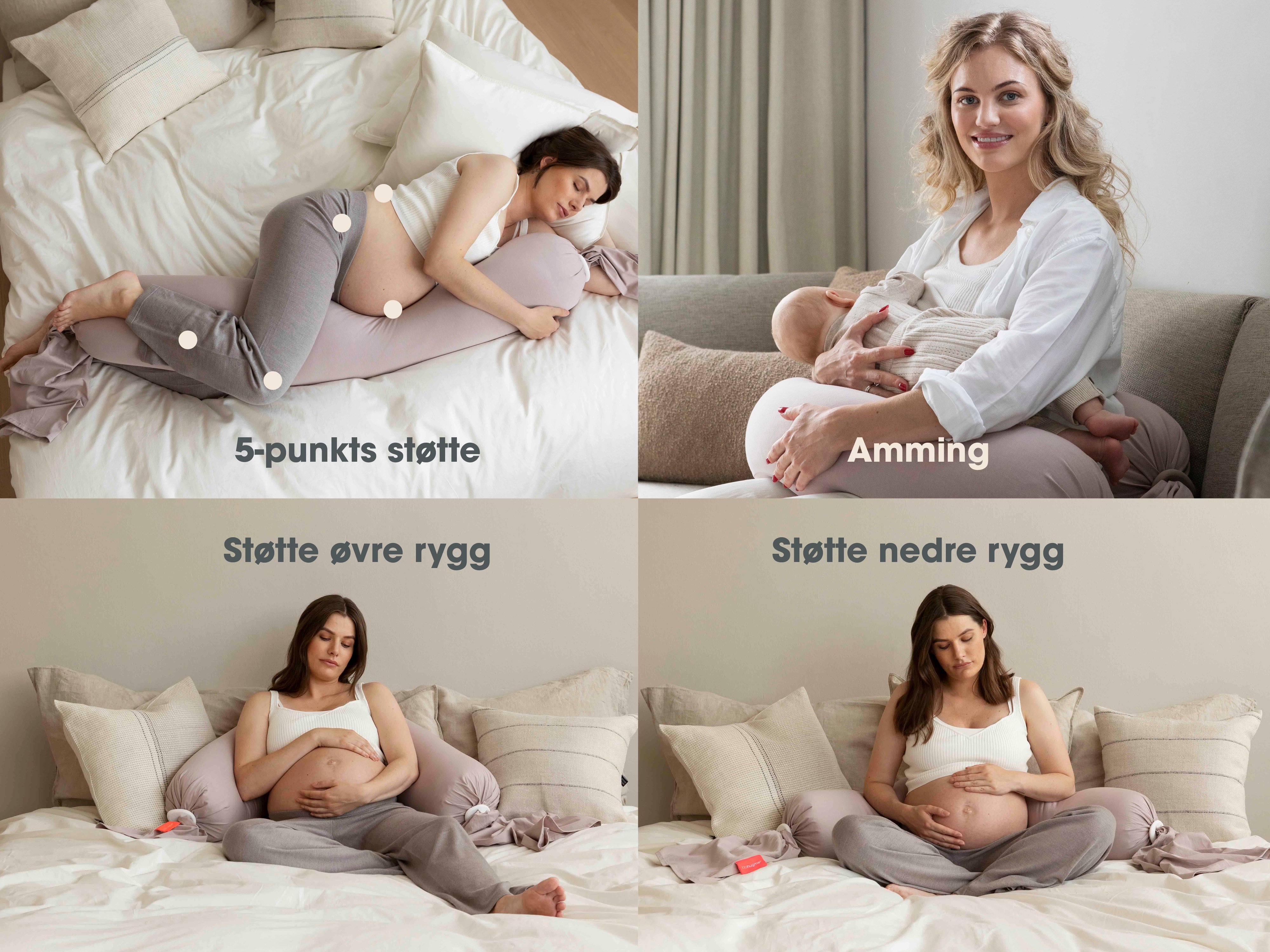 bbhugme Pregnancy Pillow Cover, Dusty Pink, 1 stk.