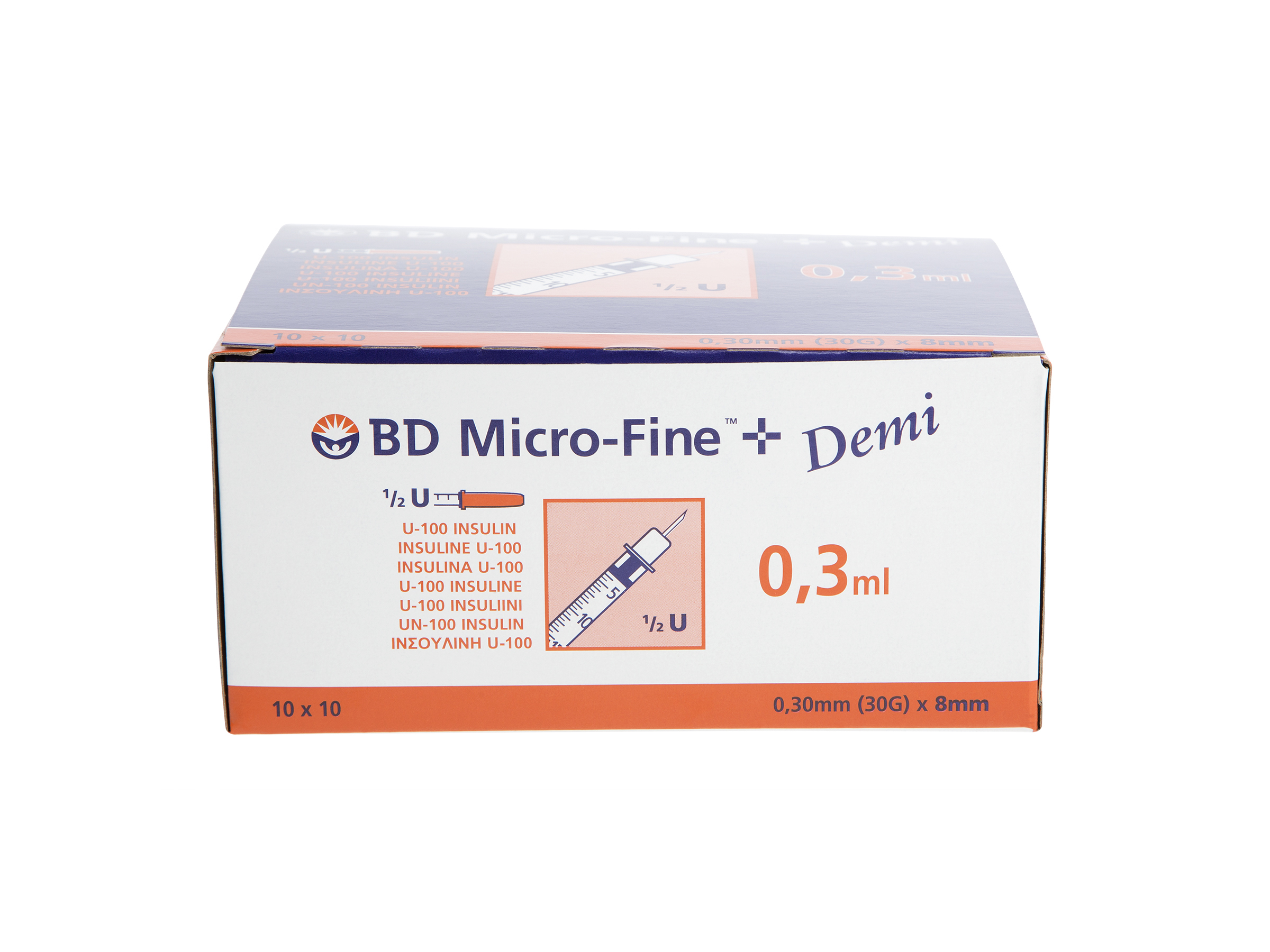 BD Microf-Fne sprøyter, 0,3 ml x 8 mm, 100 stk.