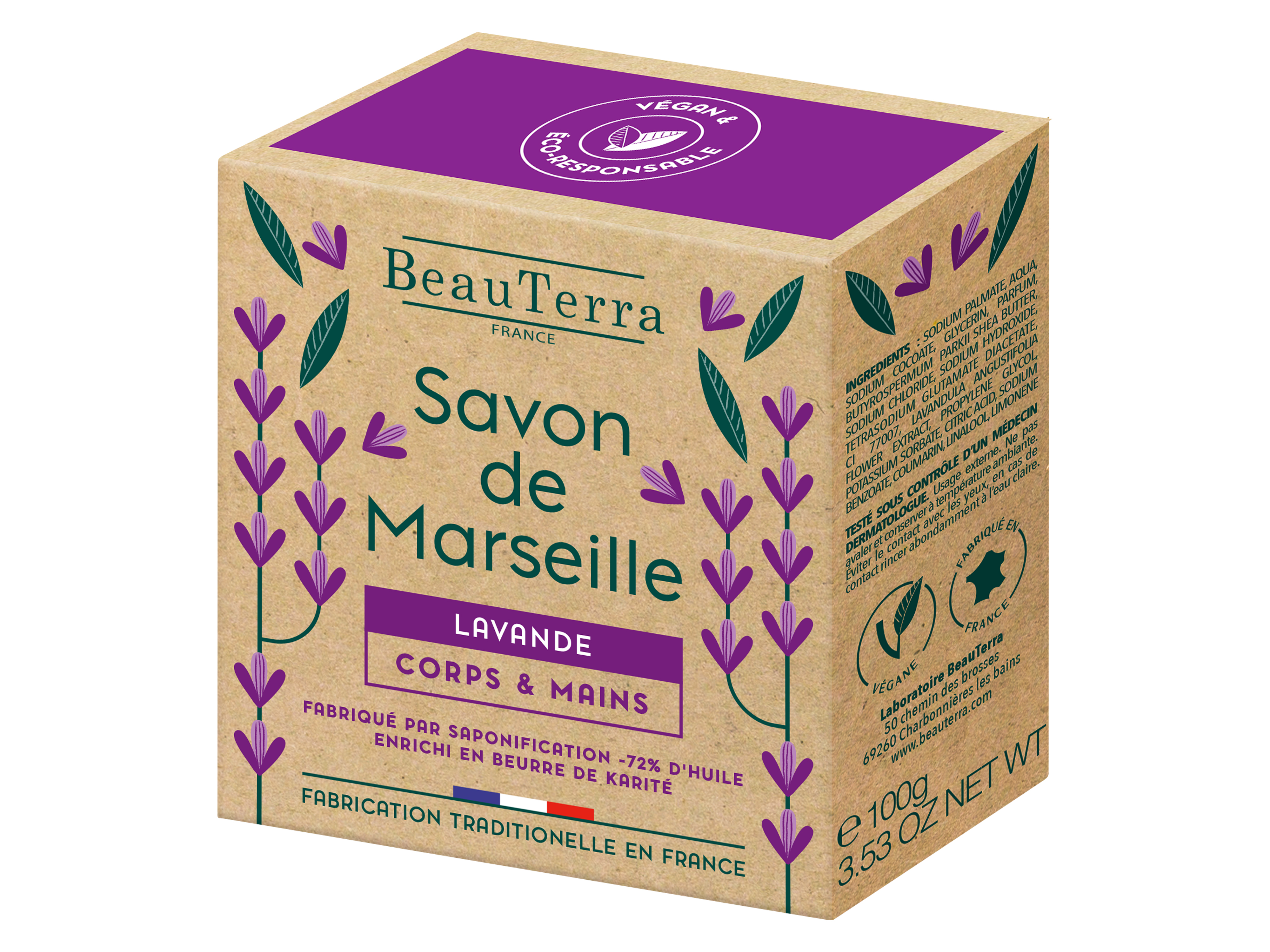 Beau Terra Marseille Solid Soap Lavender, 100 gram