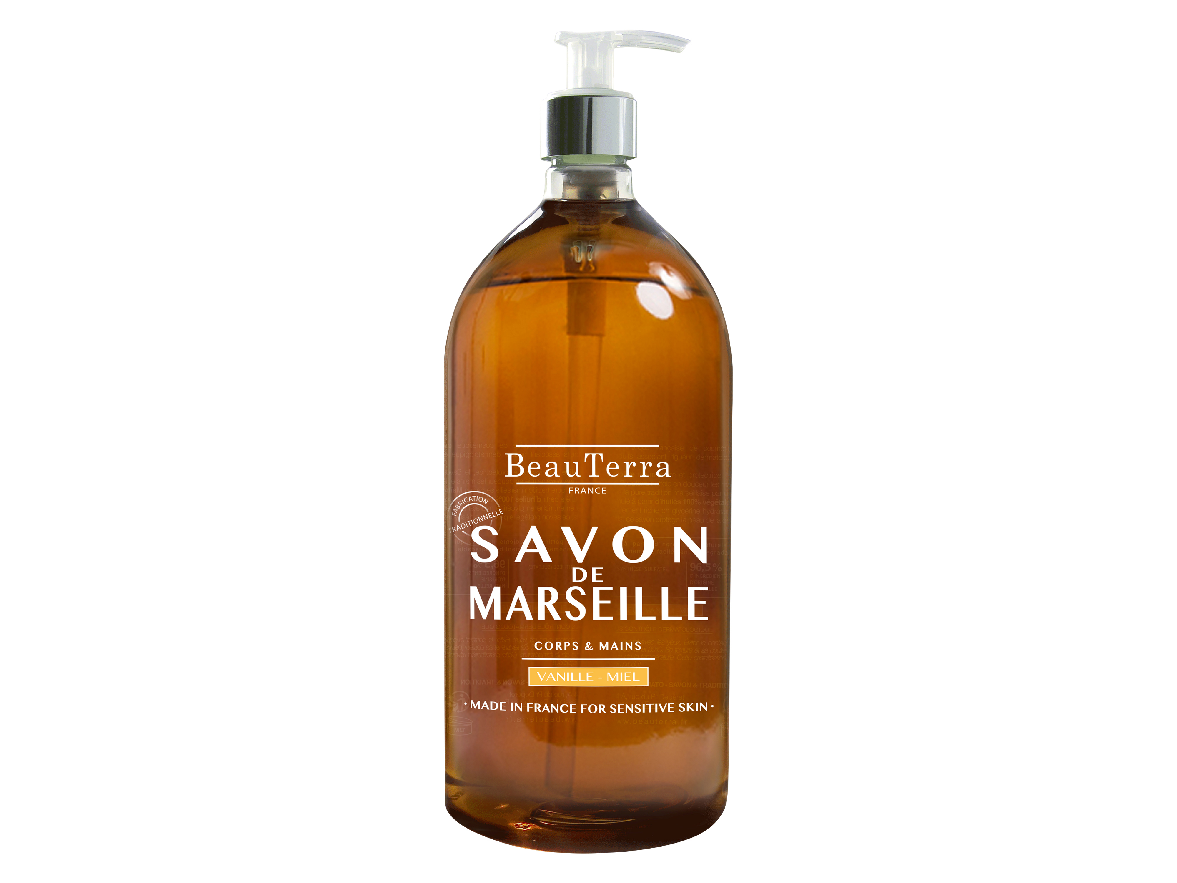 Beau Terra Marseille Liquid Soap Honey Vanilla, 1000 ml