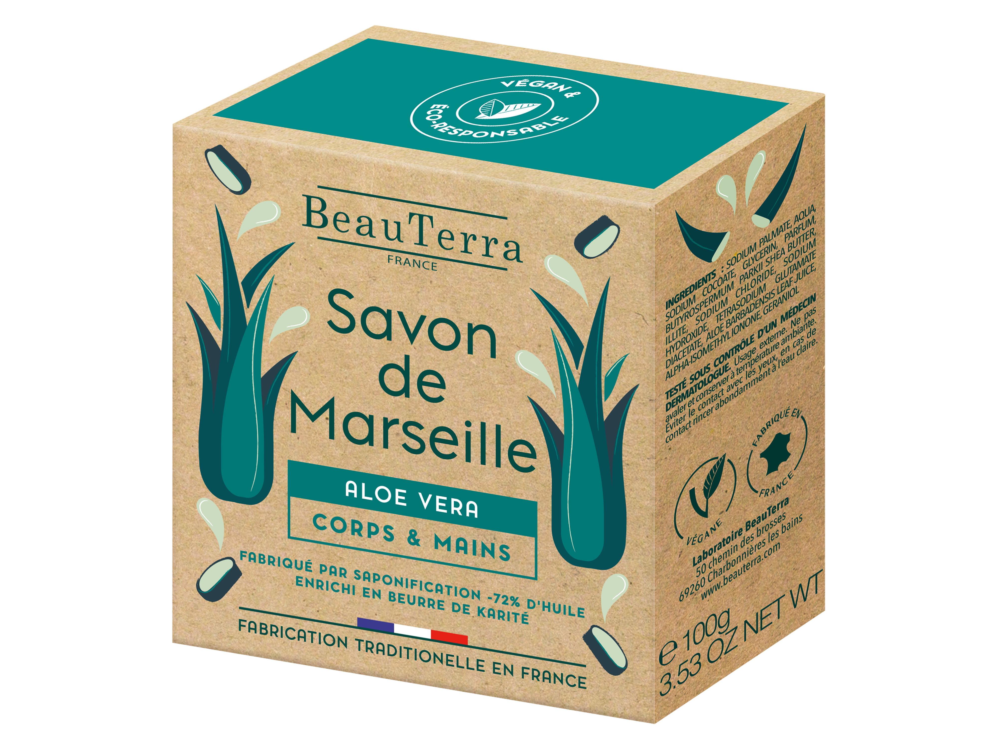 Beau Terra Marseille Solid Soap Aloe Vera, 100 gram
