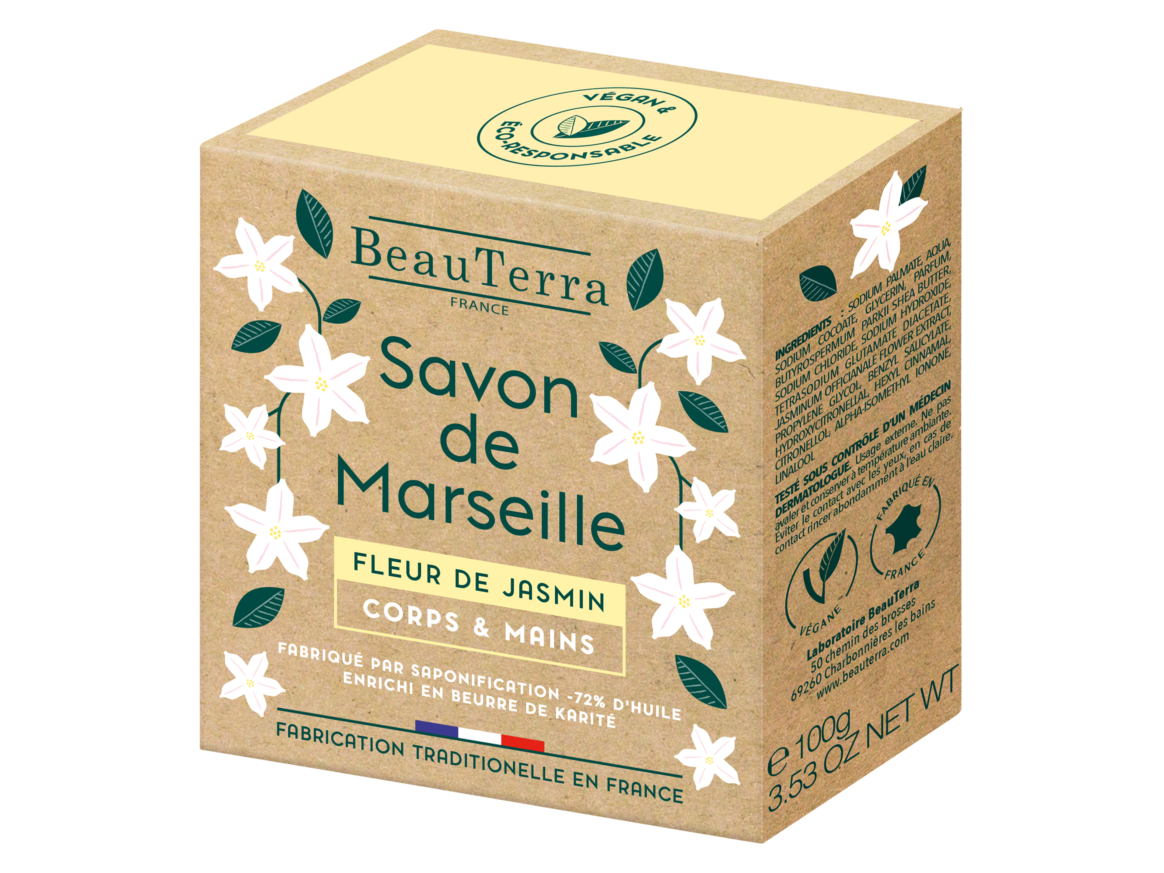 Beau Terra Marseille Solid Soap Jasmine Flower, 100 gram