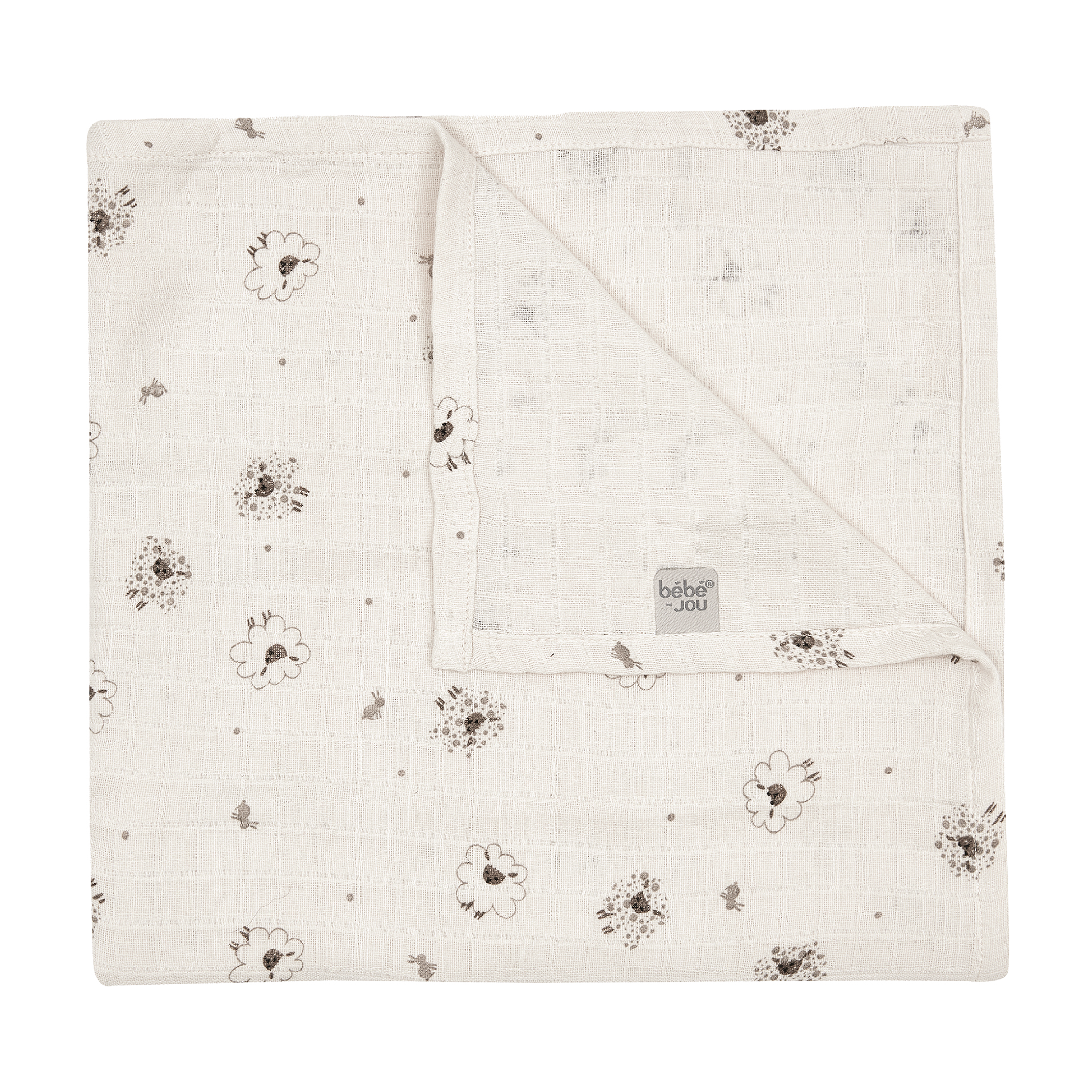Bebe-Jou Muslin Håndkle, 110x110 cm, Tiny Sheep, 1 stk.