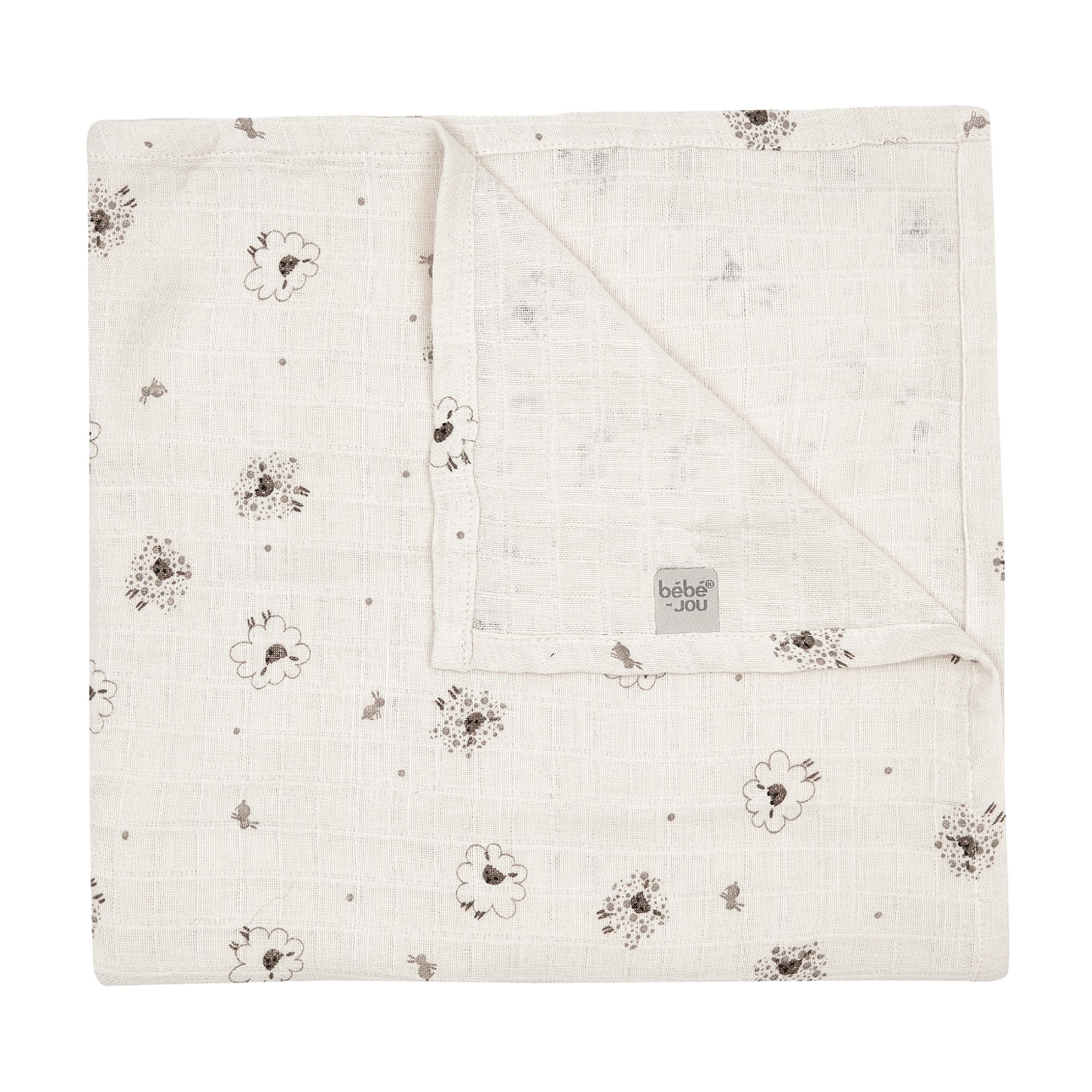 Bebe-Jou Muslin Håndkle, 110x110 cm, Tiny Sheep, 1 stk.