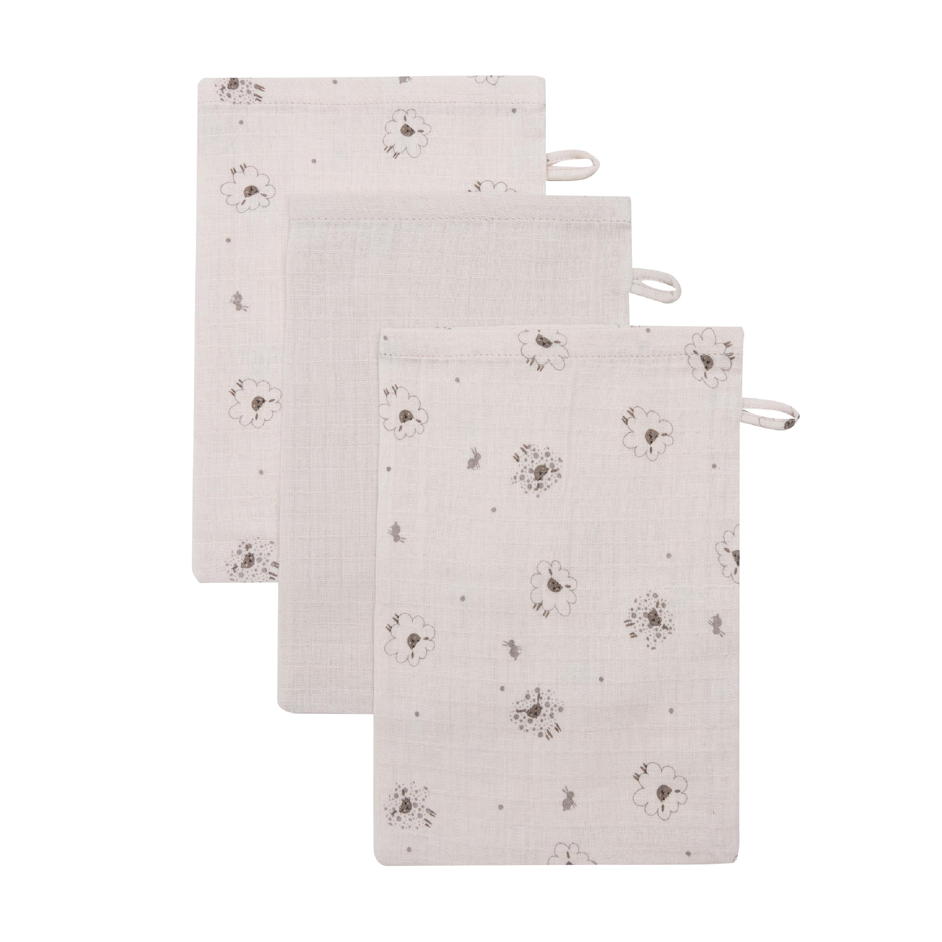 Muslin Vaskeklut, Tiny Sheep, 3 stk.