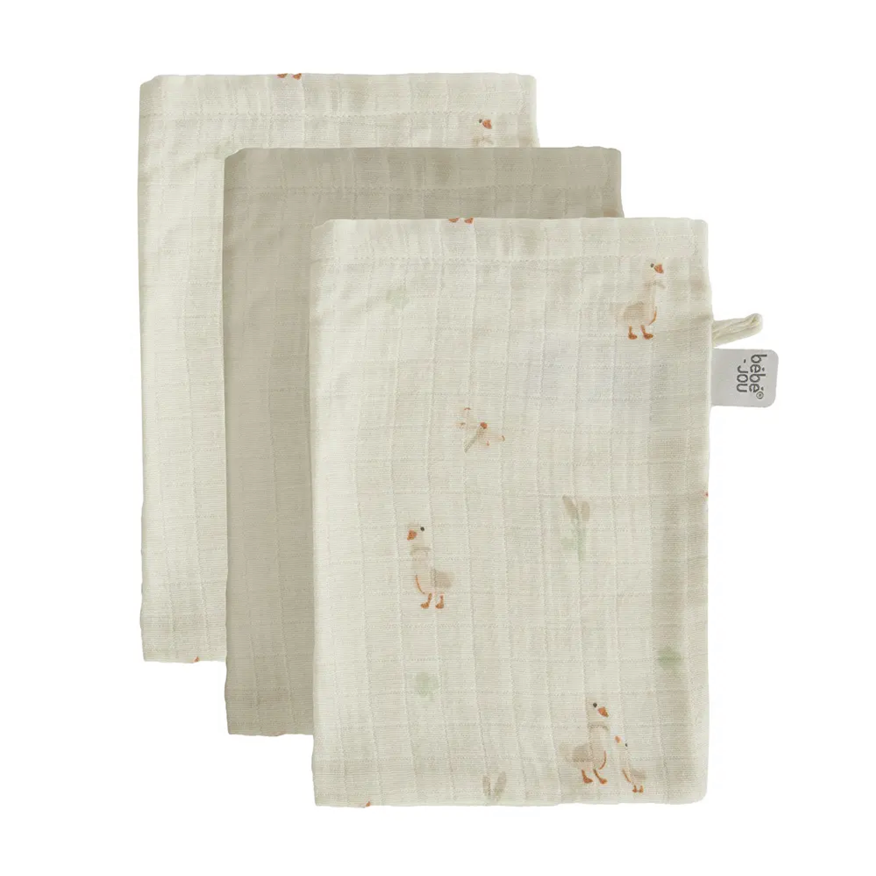 Bebe-Jou Muslin Vaskeklut, Dear Goose, 3 stk.