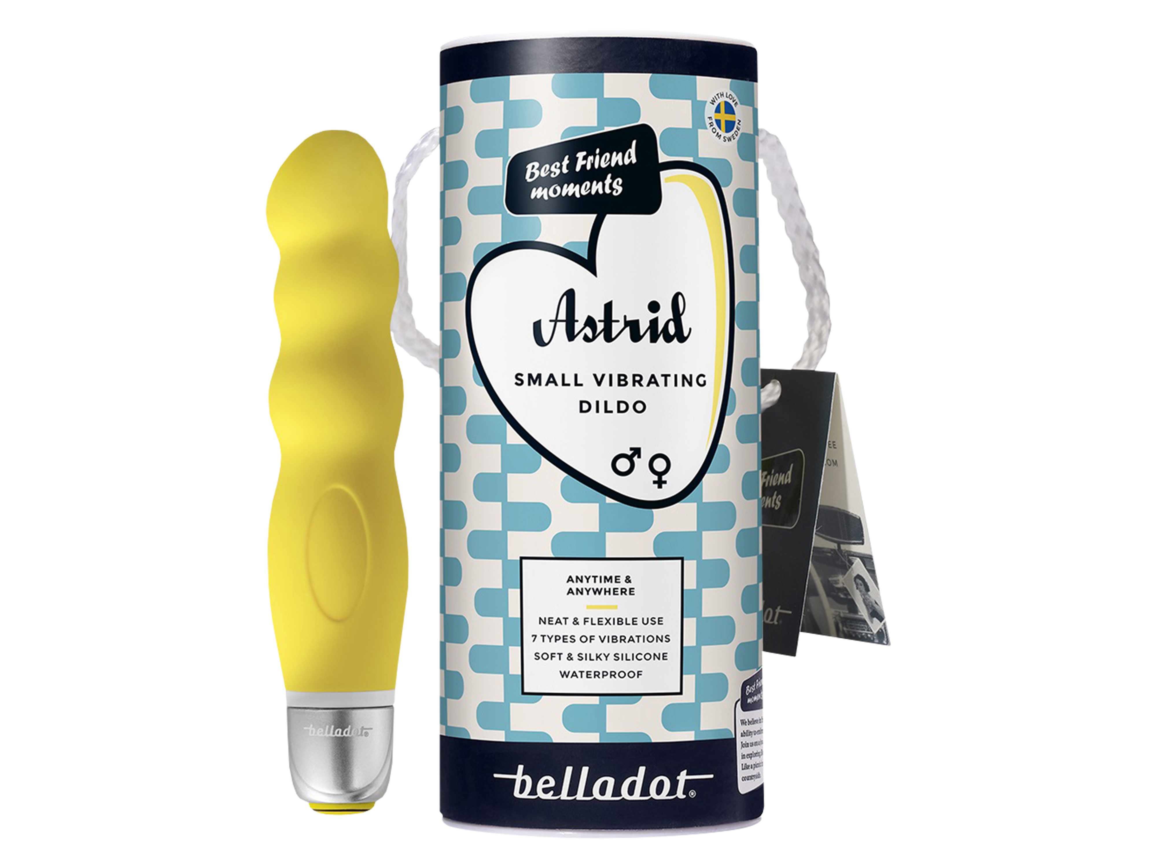 Belladot Astrid Small Vibrating Dildo, Gul, 1 stk.