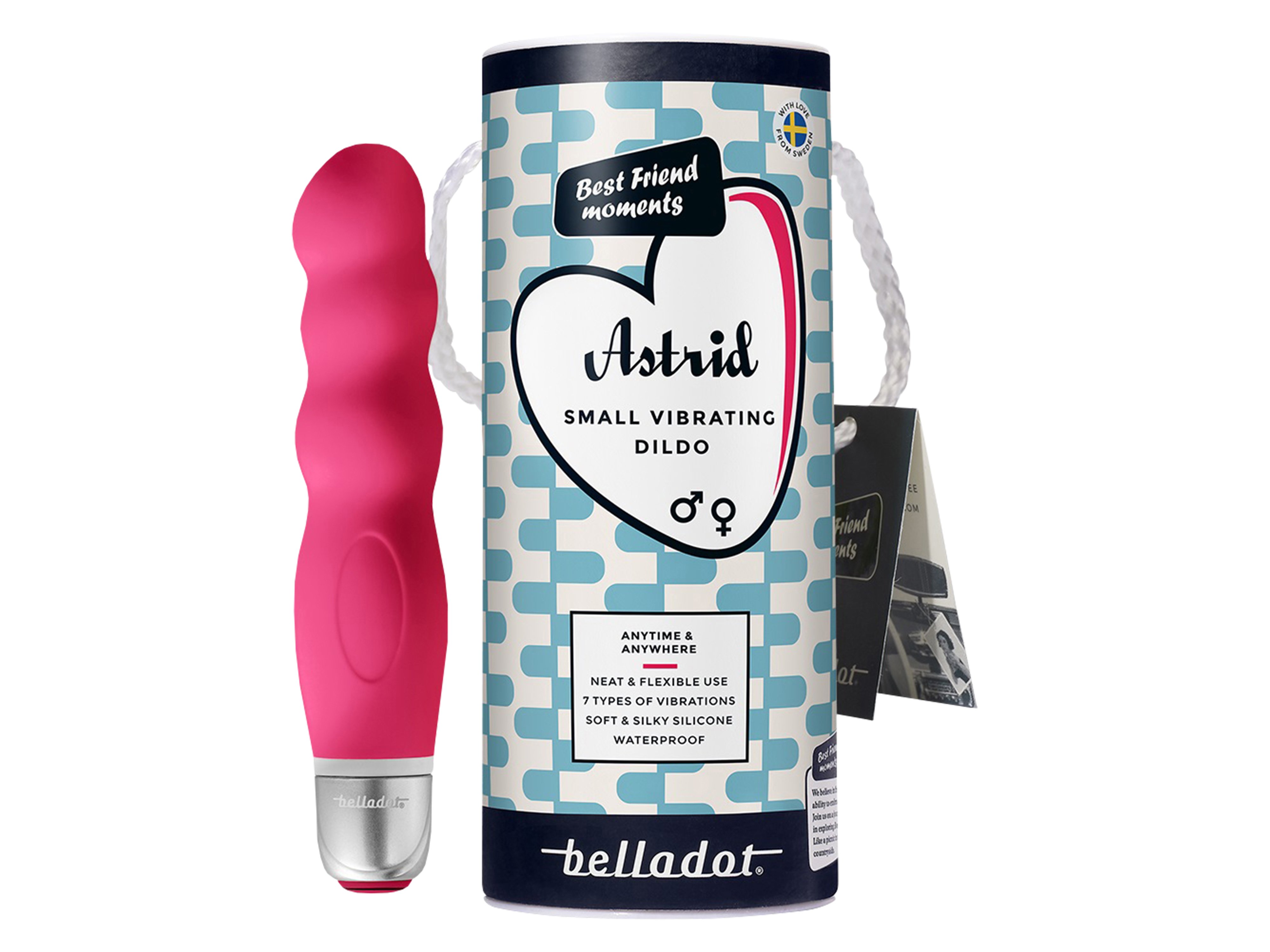 Belladot Astrid Small Vibrating Dildo, Rød, 1 stk.