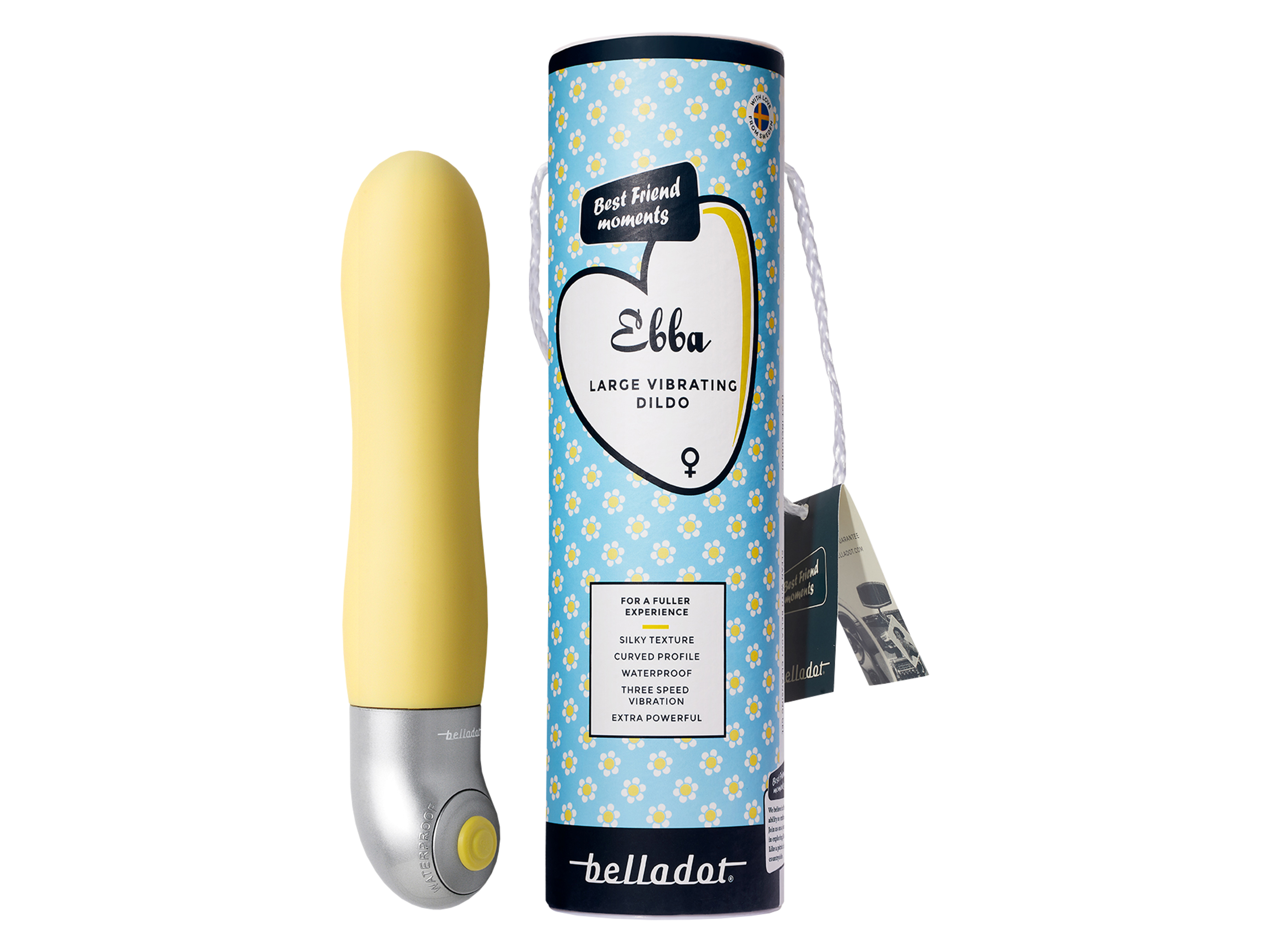 Belladot Ebba Large Vibrating Dildo, Gul, 1 stk.