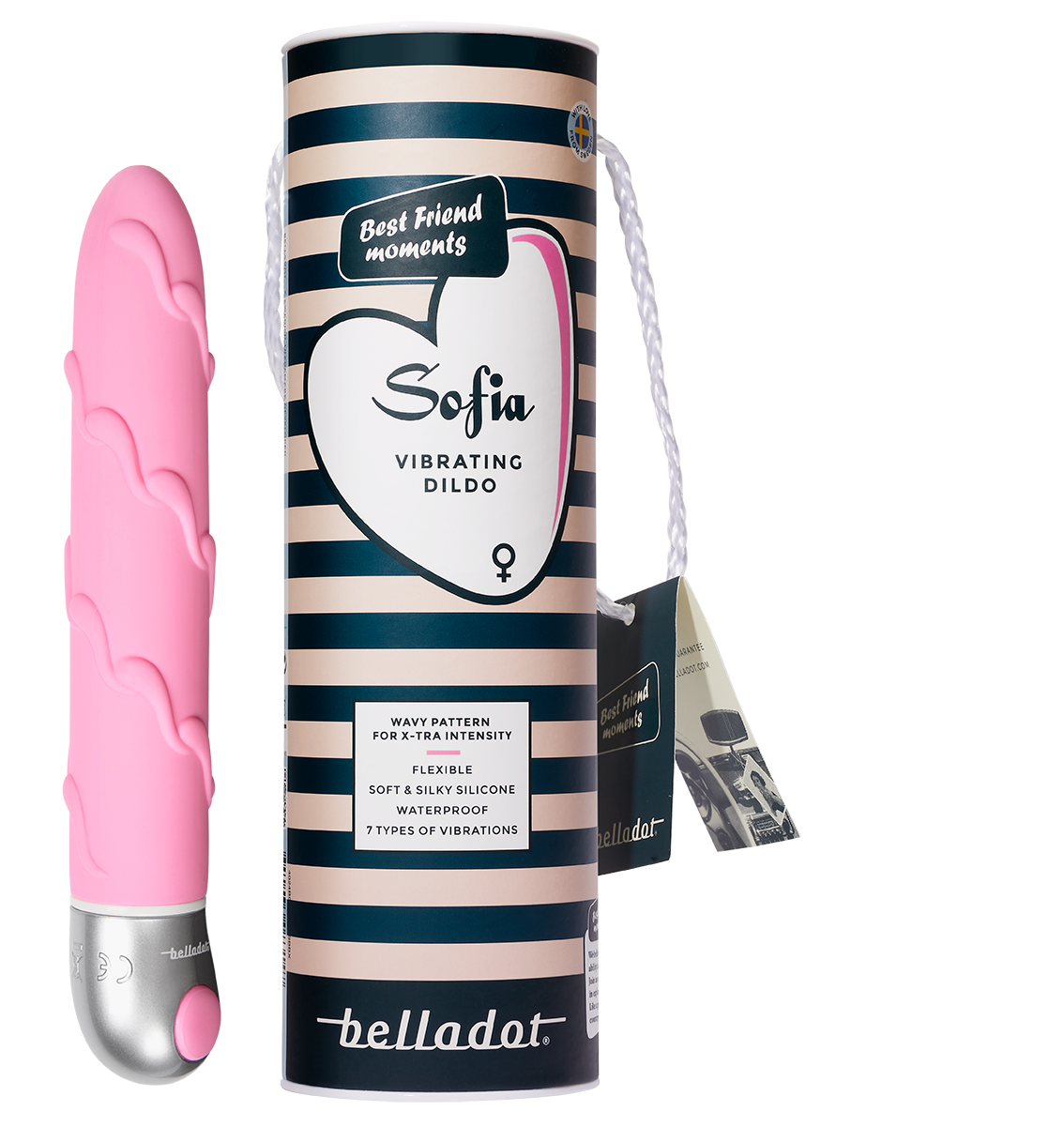 Belladot Sofia Vibrating Dildo, Rosa, 1 stk.