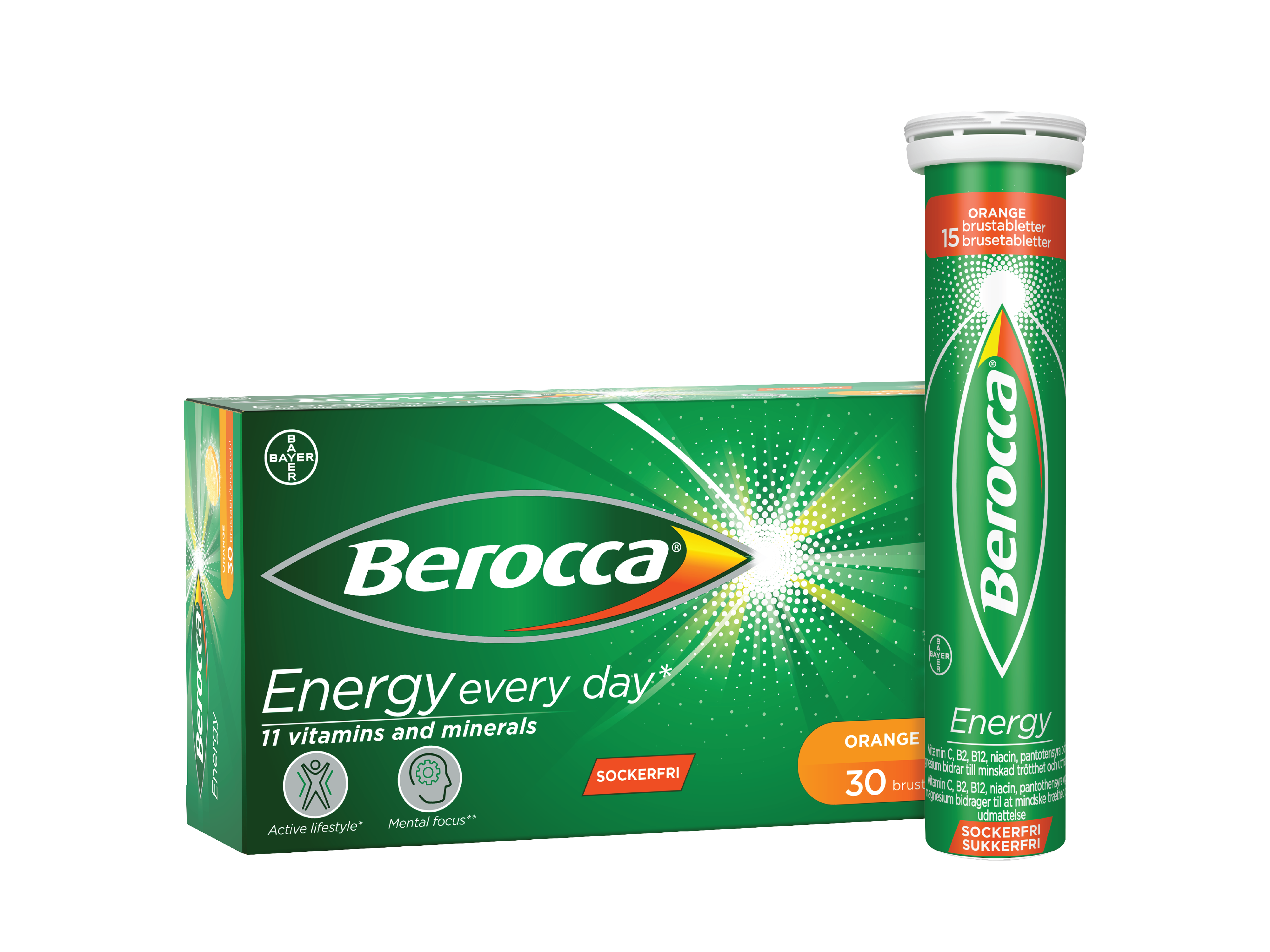 Berocca Energy brusetabletter, Appelsin, 30 stk.