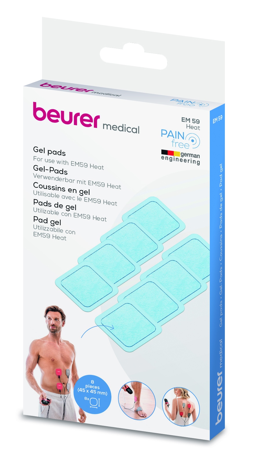 Beurer EM 59 Gelpads Til Muskelstimulator, 8 stk.