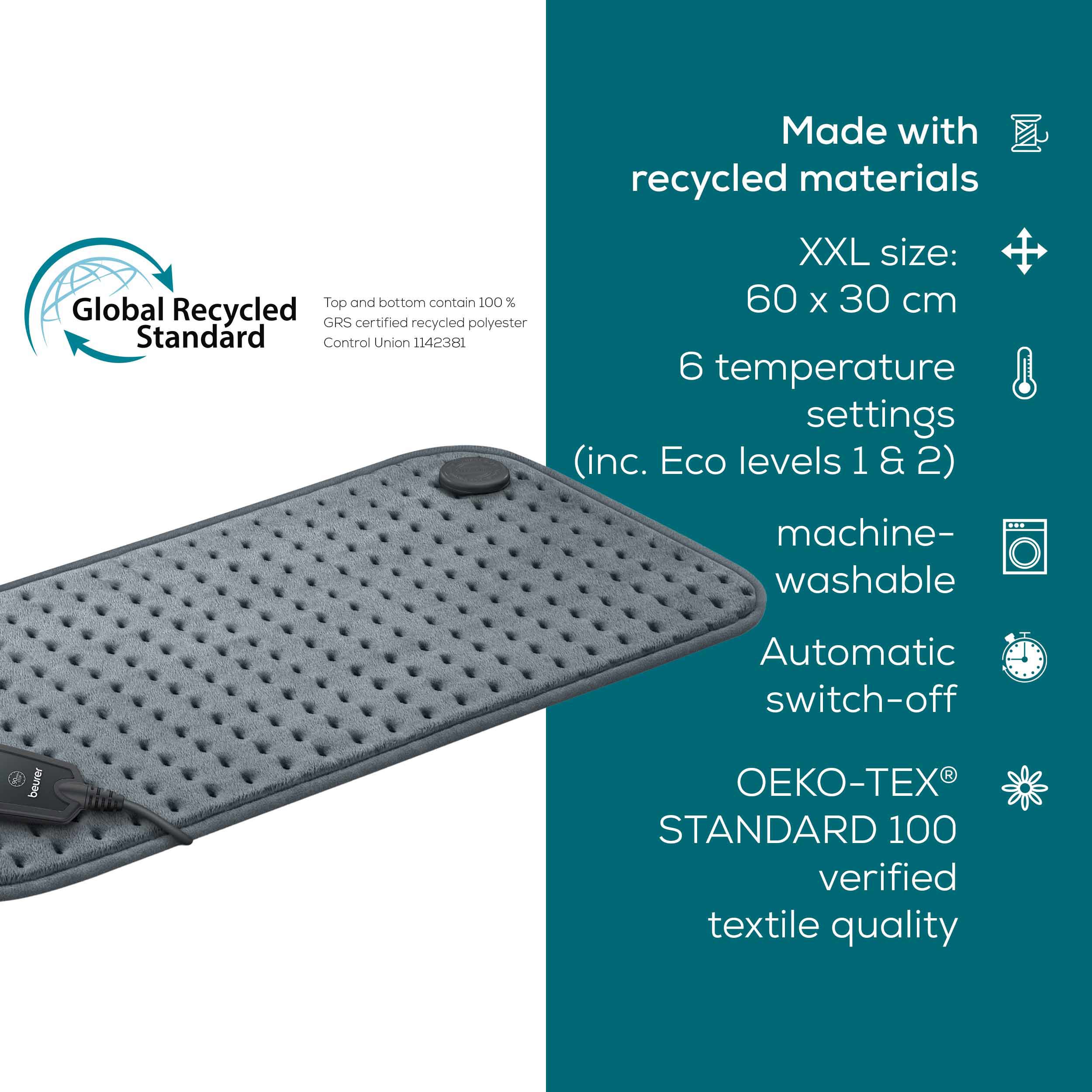 Beurer HK 123 XXL Green Planet Varmepute, Grå, 1 stk.