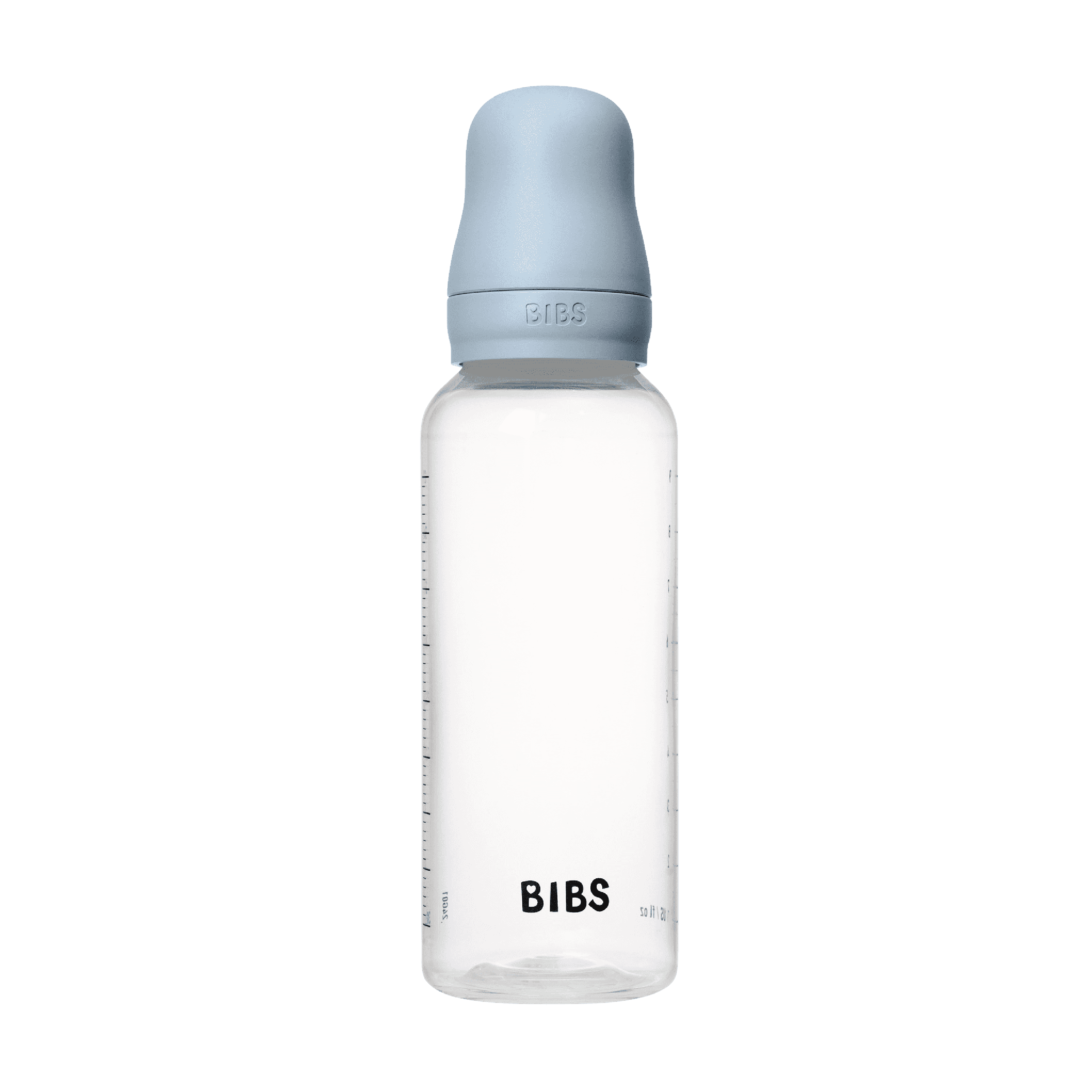 BIBS Baby Bottle Round Silicone Tåteflaske, Baby blue, 270 ml
