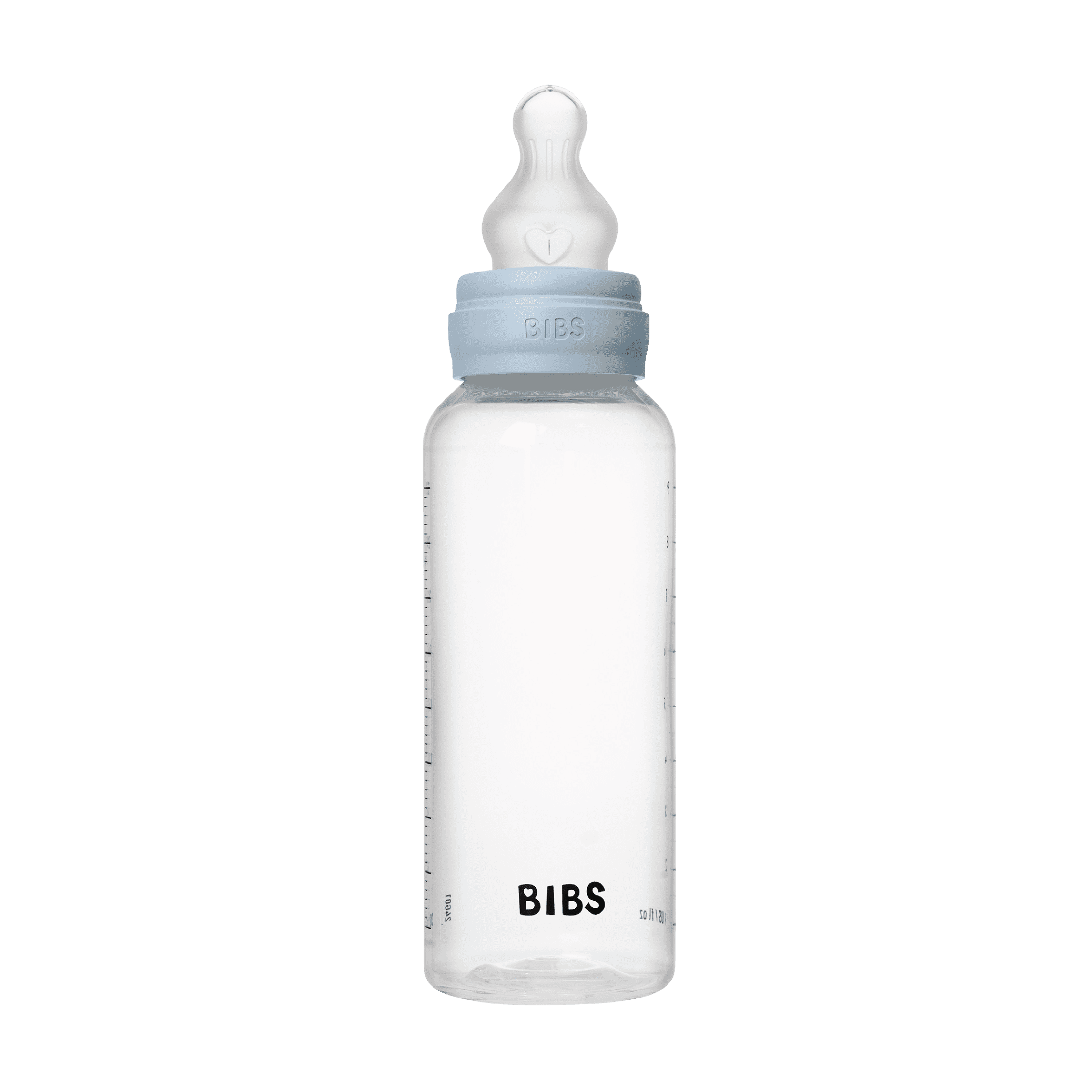 BIBS Baby Bottle Round Silicone Tåteflaske, Baby blue, 270 ml