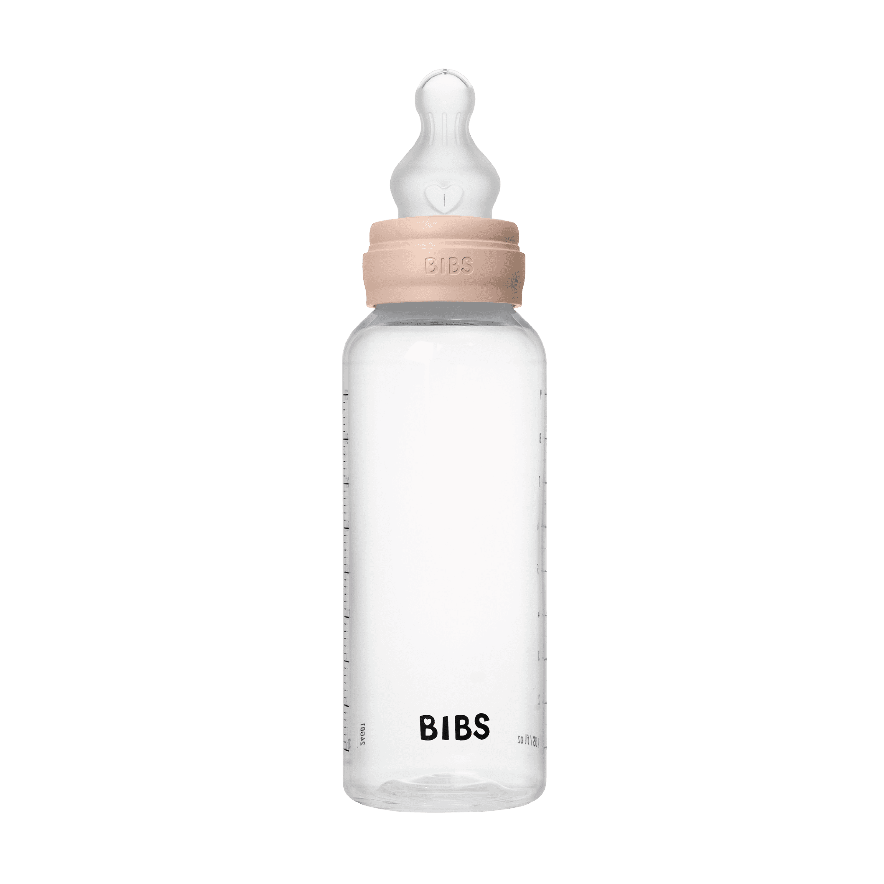 BIBS Baby Bottle Round Silicone Tåteflaske, Blush, 270 ml