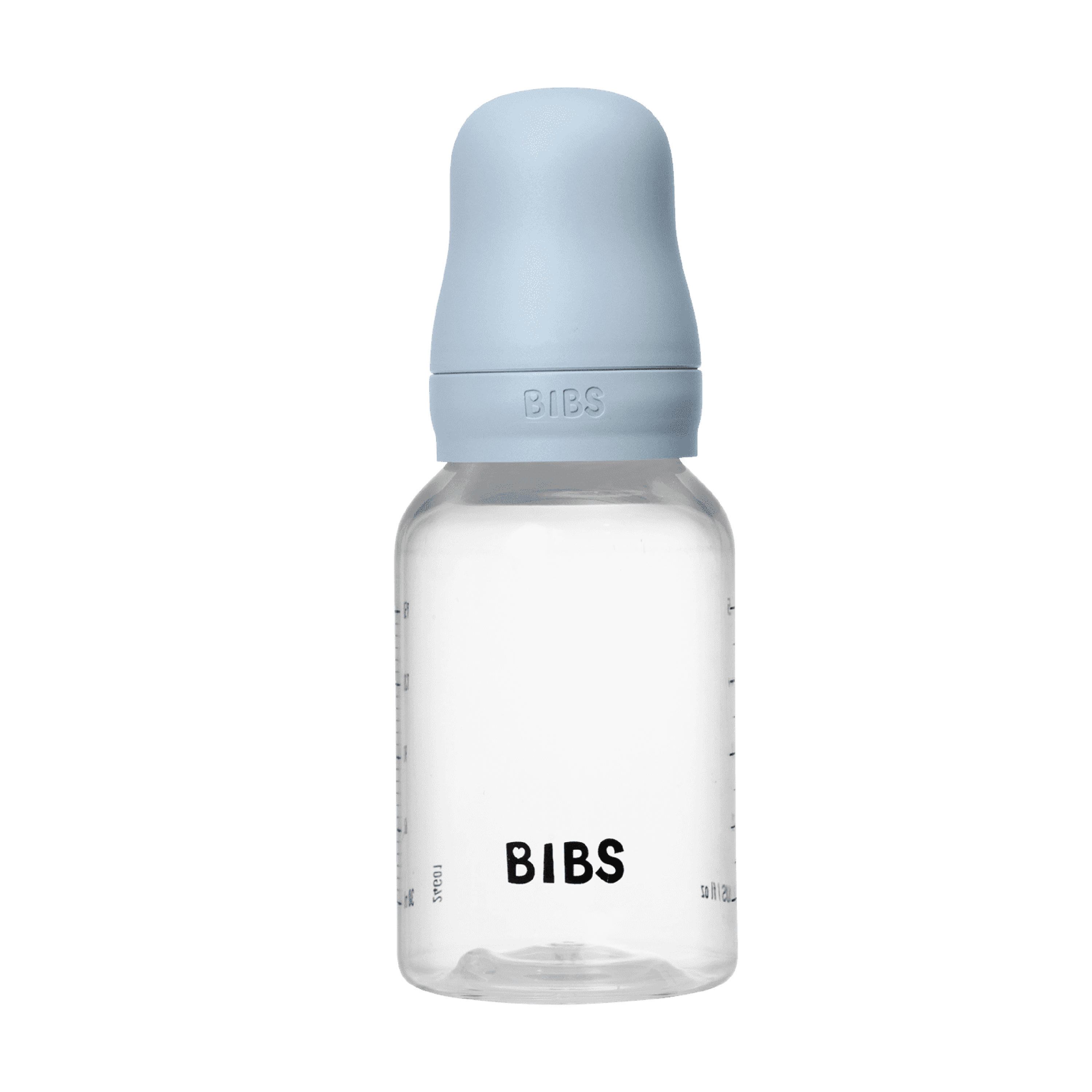 BIBS Baby Bottle Round Silicone Tåteflaske, Baby blue, 150 ml