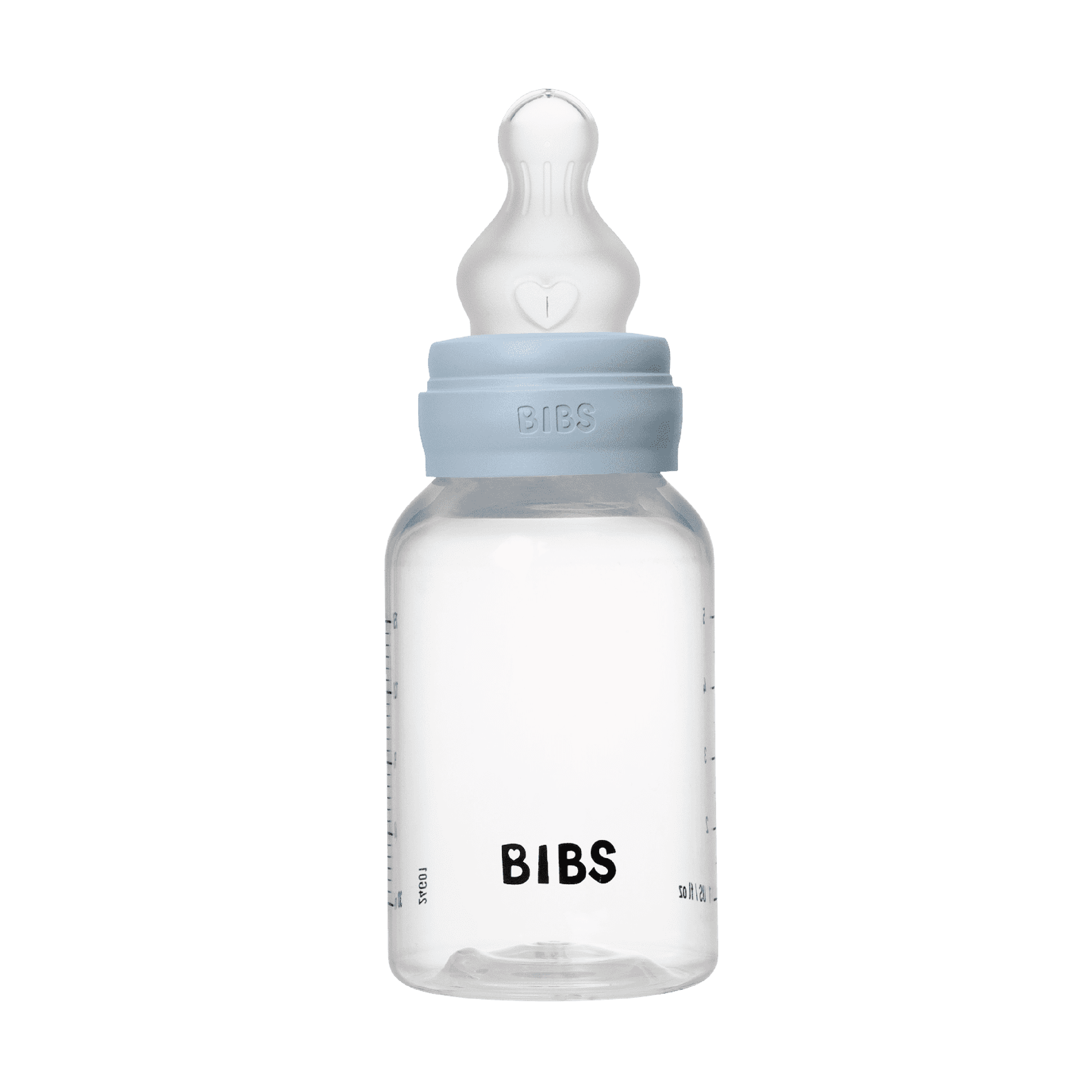 BIBS Baby Bottle Round Silicone Tåteflaske, Baby blue, 150 ml