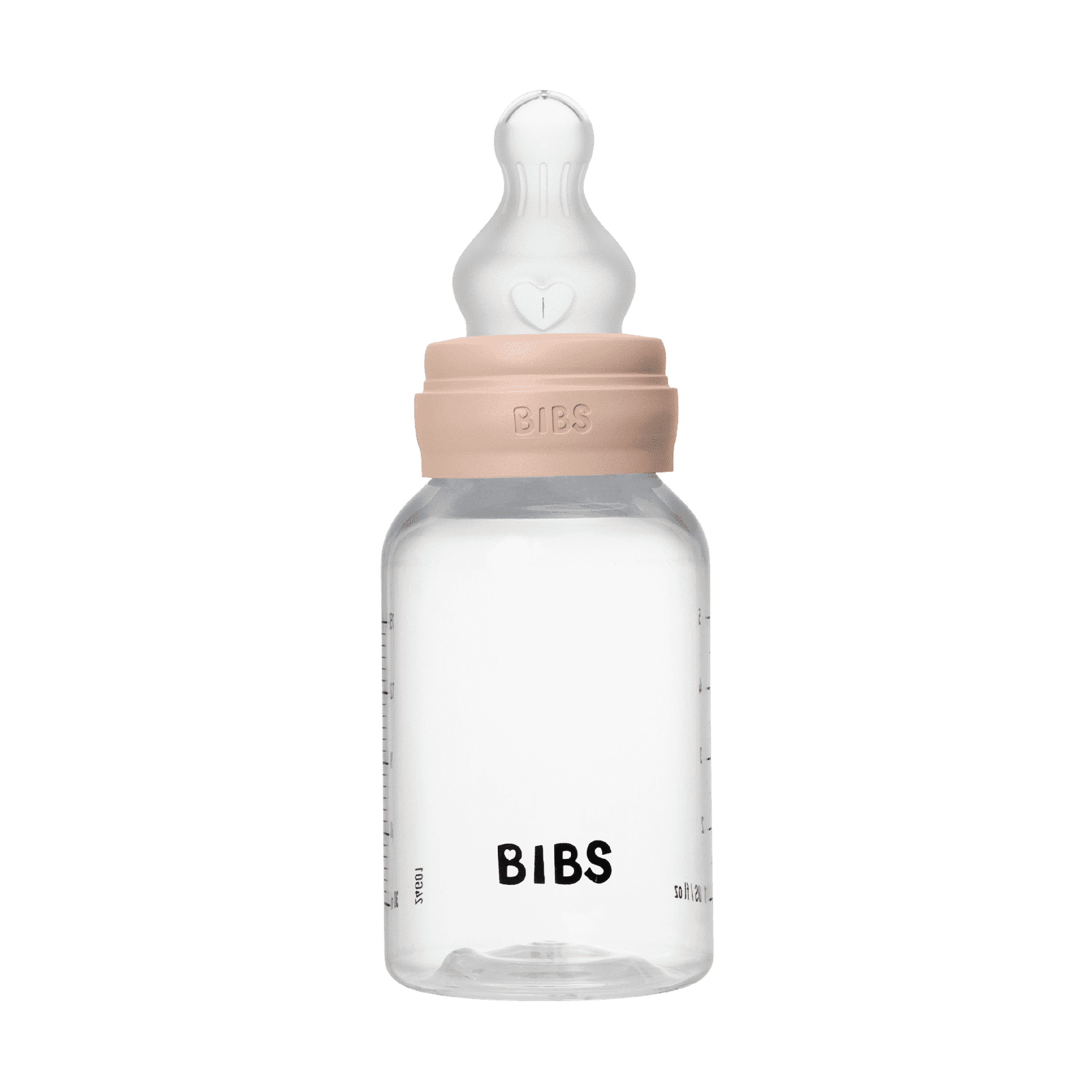 BIBS Baby Bottle Round Silicone Tåteflaske, Blush, 150 ml