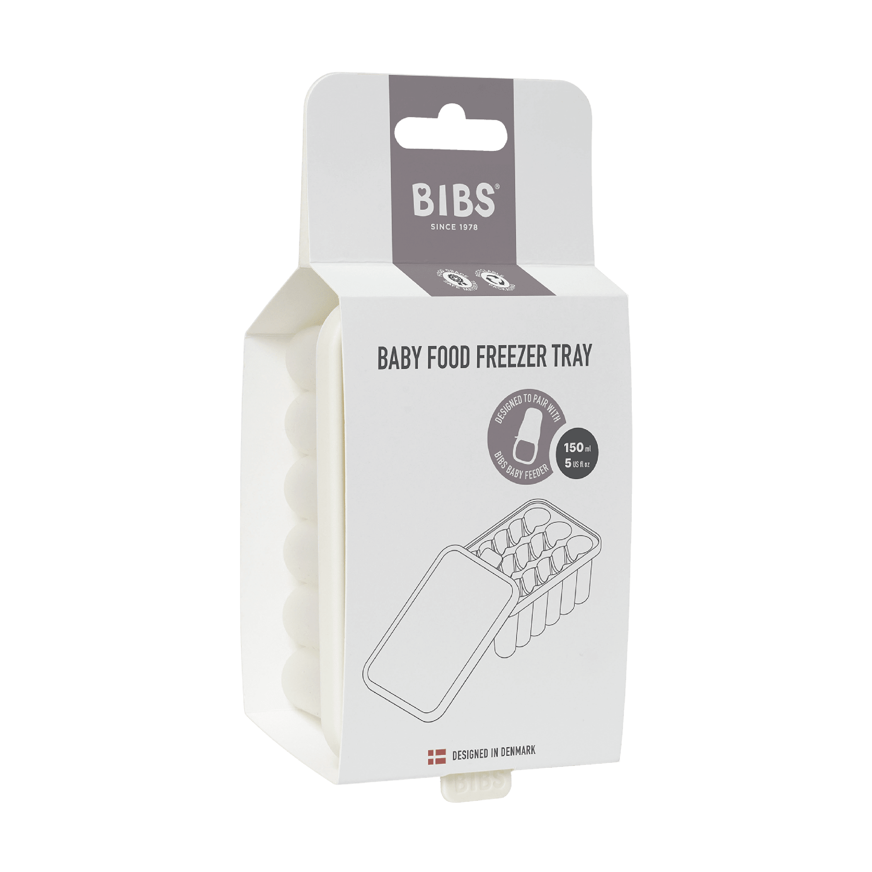 BIBS Baby Food Freezer Tray, Ivory, 1 stk.