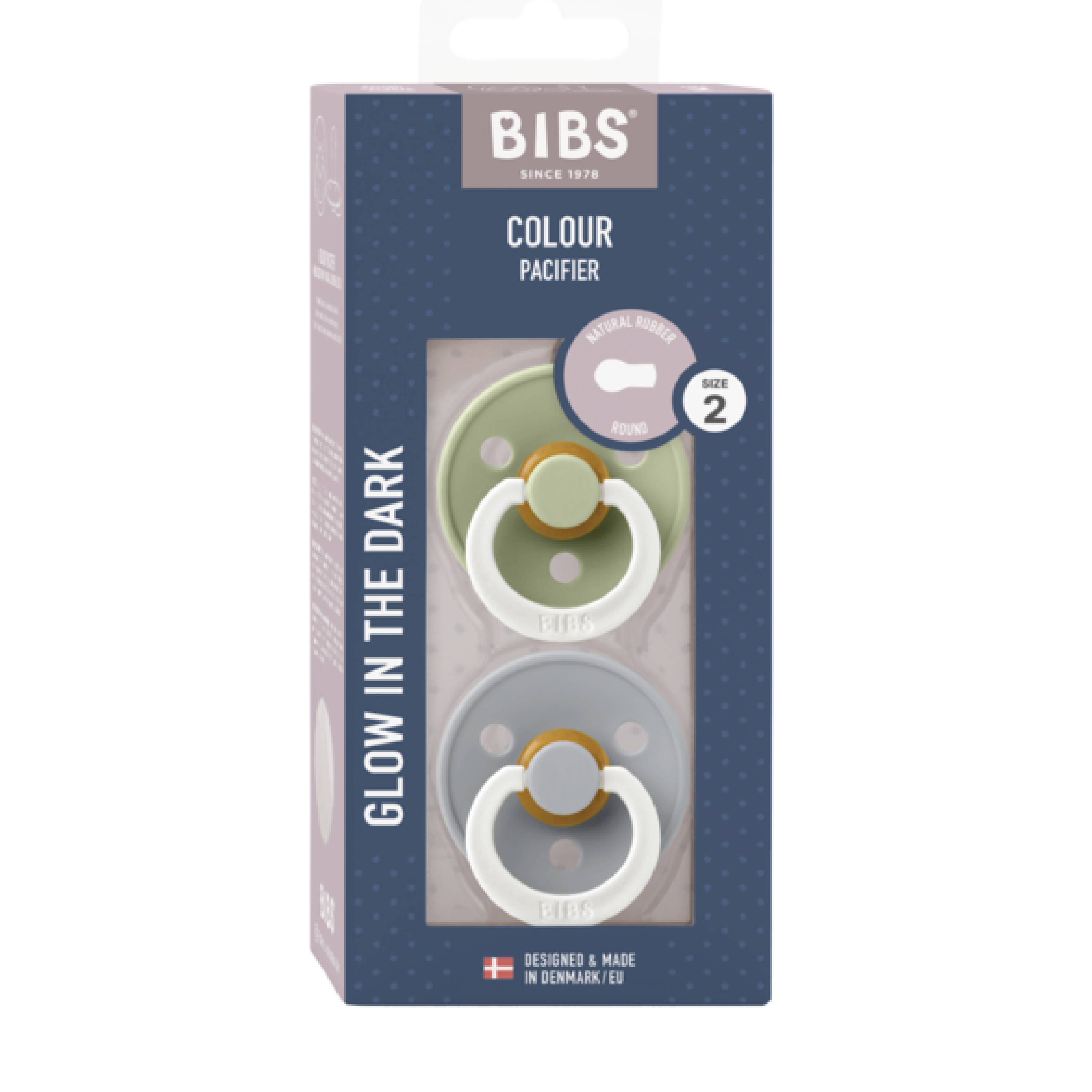 BIBS Colour Latex Glow Smokk Str. 2, 6-18 mnd, sage/cloud, 2 stk.