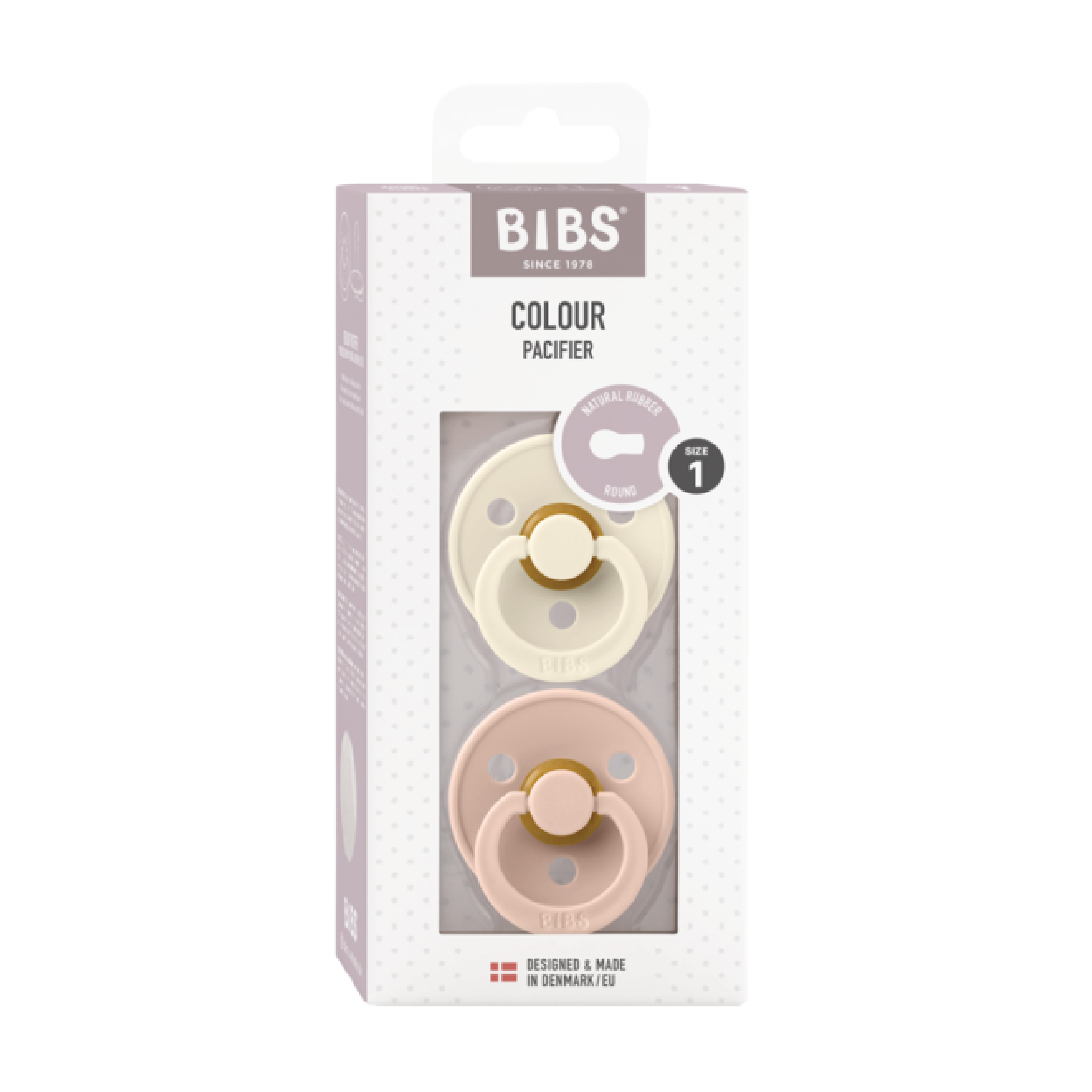 BIBS Colour Latex Smokk Str. 1, 0-6 mnd, ivory/blush, 2 stk.