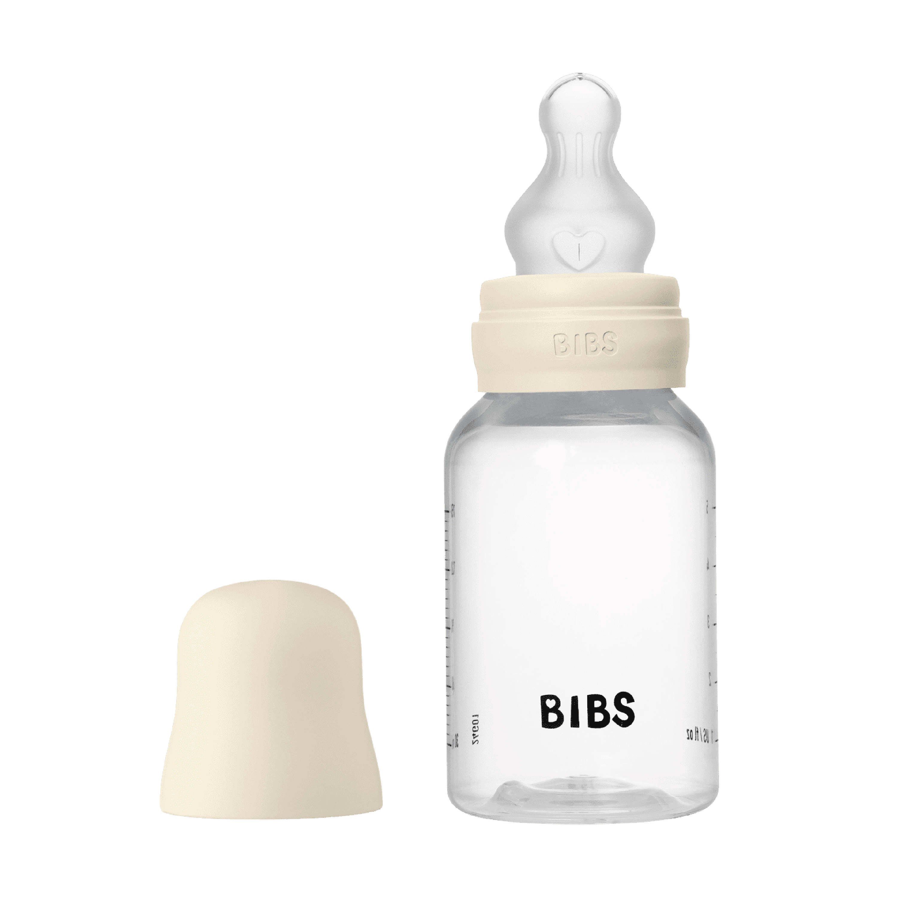 BIBS Grow and Flow Round Silicone Tåteflaske Sett, 2 mnd +, ivory, 1 sett