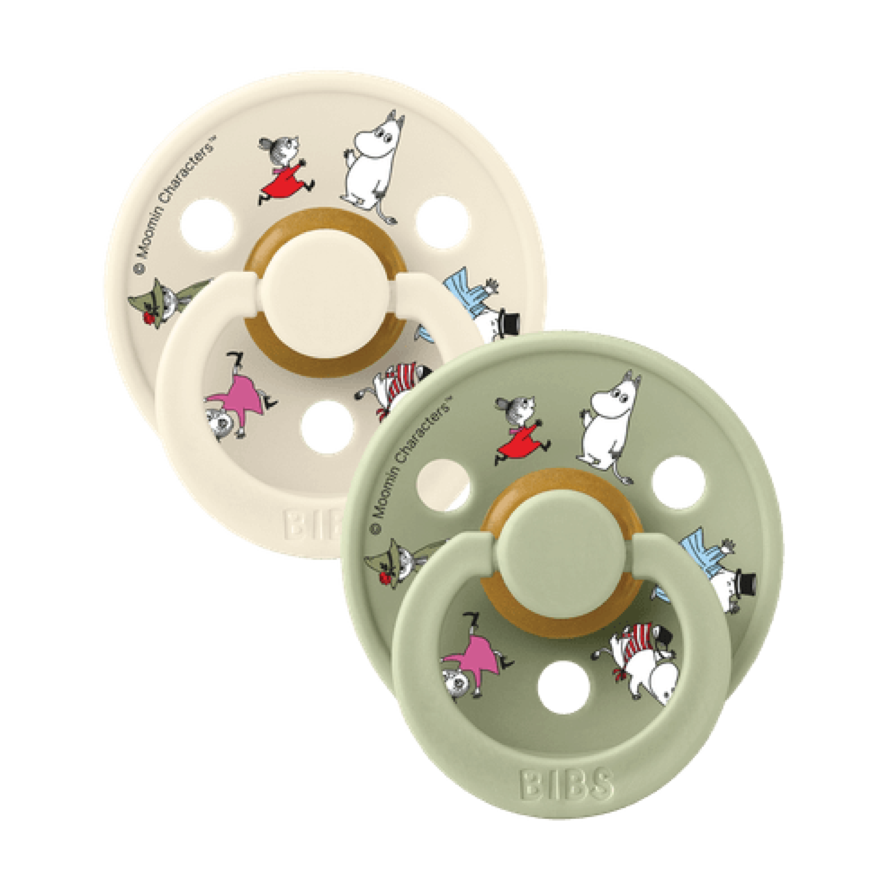 BIBS Moomin Pacifier Colour Friends Latex Str. 2, 6-18 mnd, ivory mix, 2 stk.