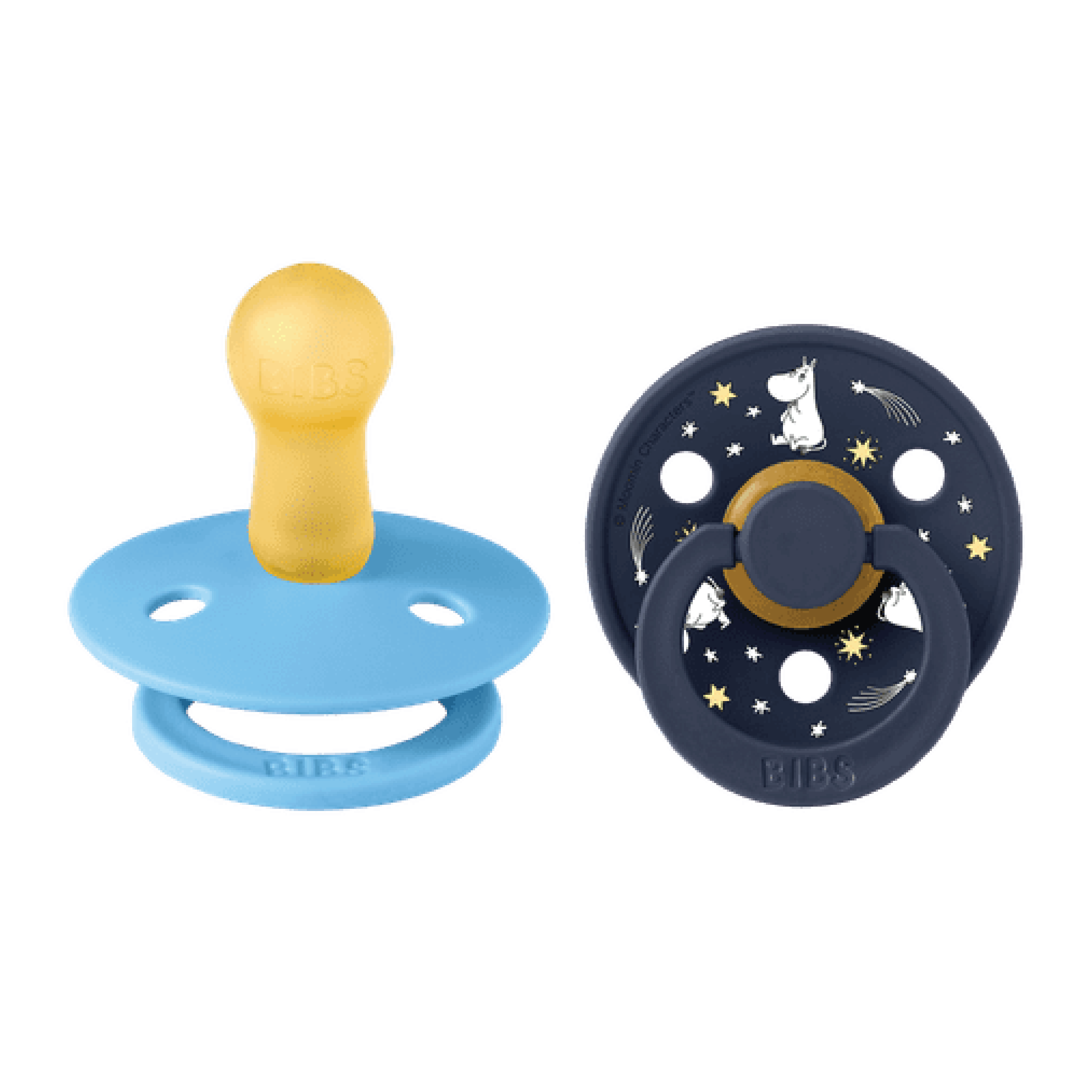 BIBS Moomin Pacifier Colour Good Night Latex Str. 2, 6-18 mnd, breeze mix, 2 stk.
