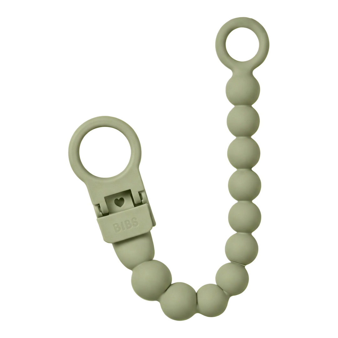BIBS Pacifier Clip Beaded, Sage, 1 stk.
