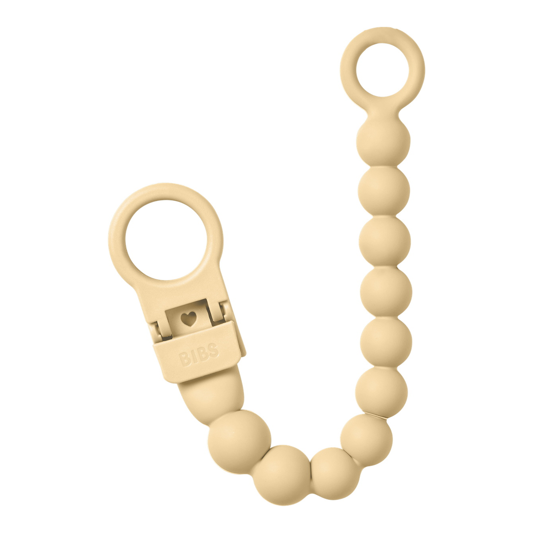 BIBS Pacifier Clip Beaded, Pale butter, 1 stk.