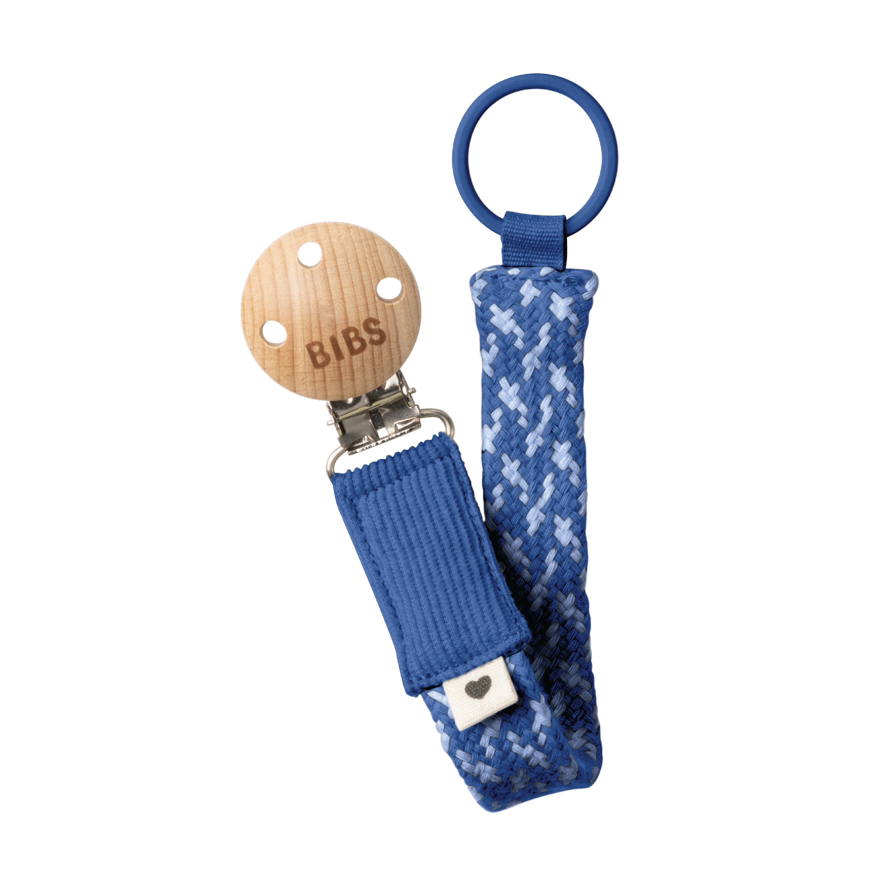 BIBS Pacifier Clip Braided, Cornflower/Dusty Blue, 1 stk.