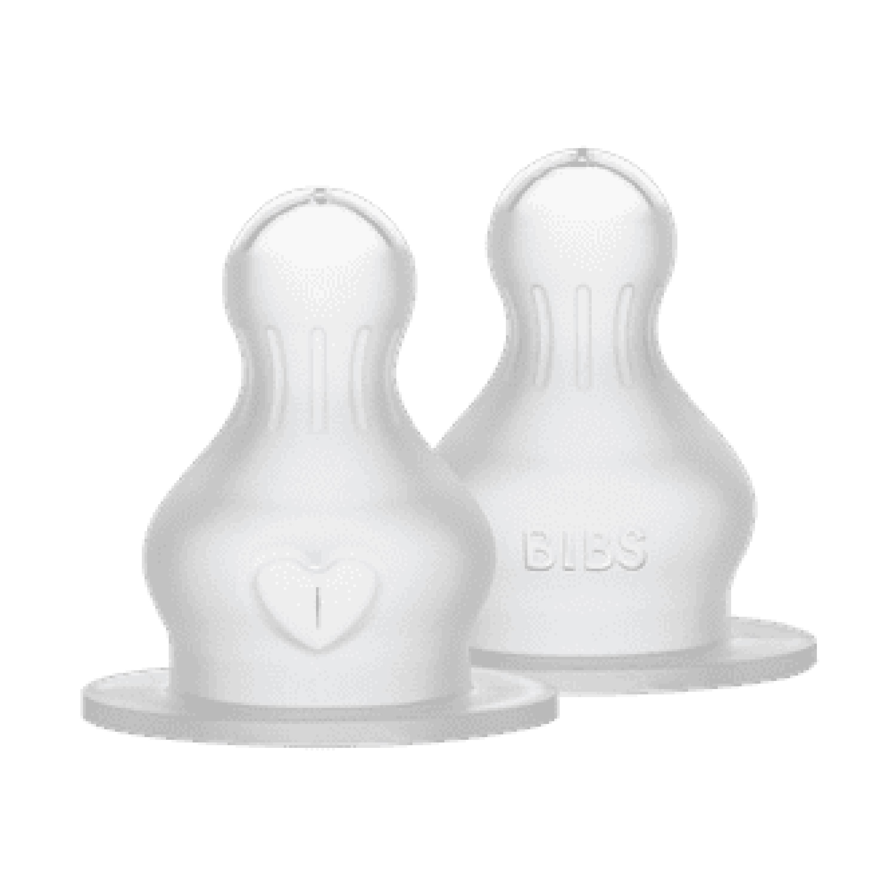 BIBS Round Silicone Flaskesmokk, 2+ mnd, medium flow, 2 stk.