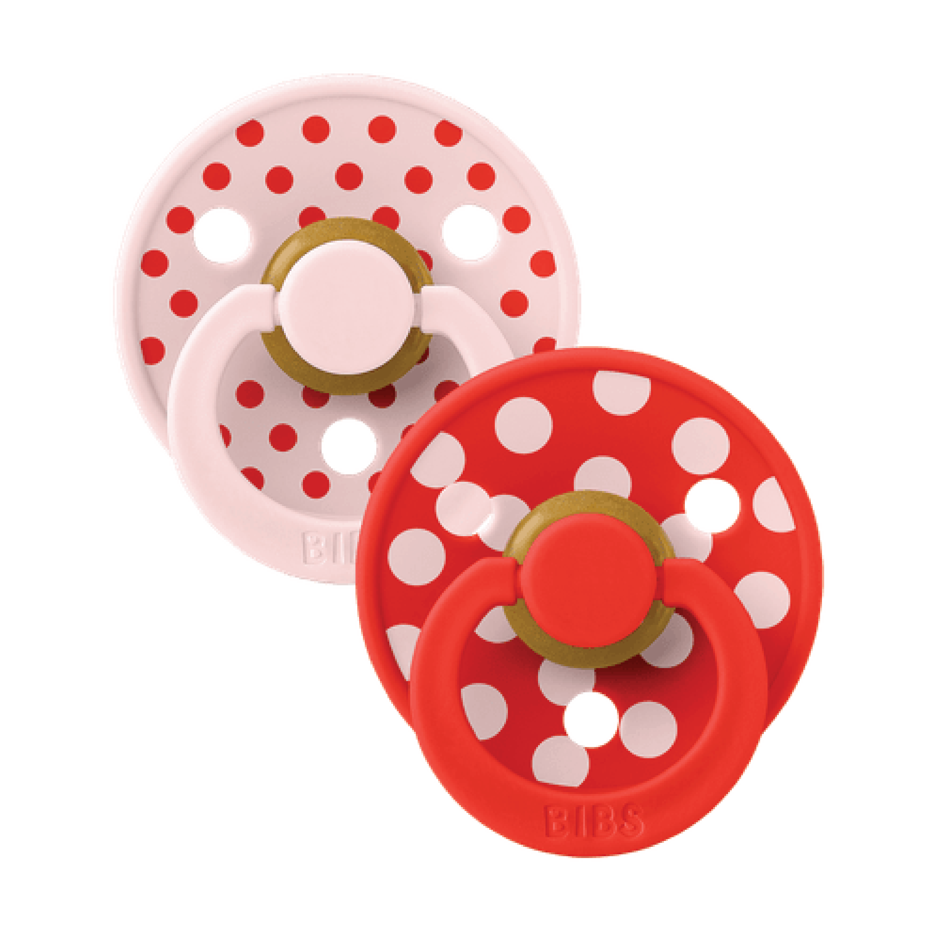 BIBS Studio Colour Polka Latex Smokk Str. 2, 6-18 mnd, blossom/candy apple, 2 stk.