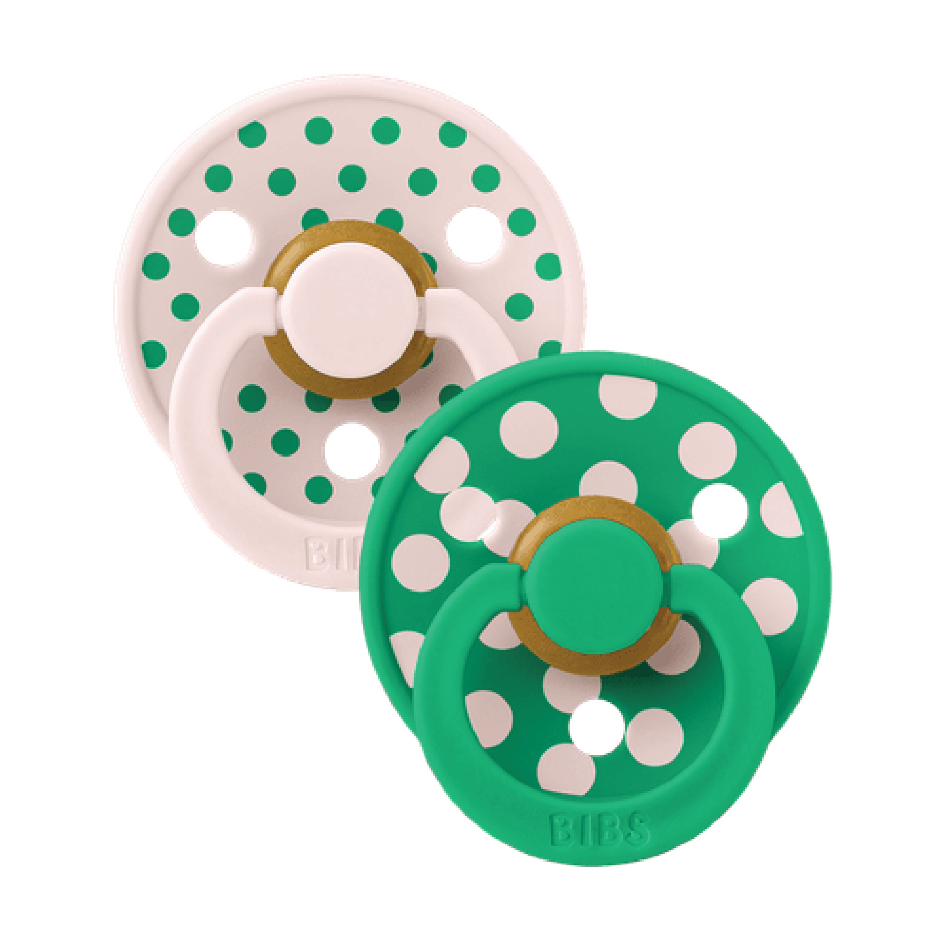 BIBS Studio Colour Polka Latex Smokk Str. 1, 0-6 mnd, petal/cactus, 2 stk.