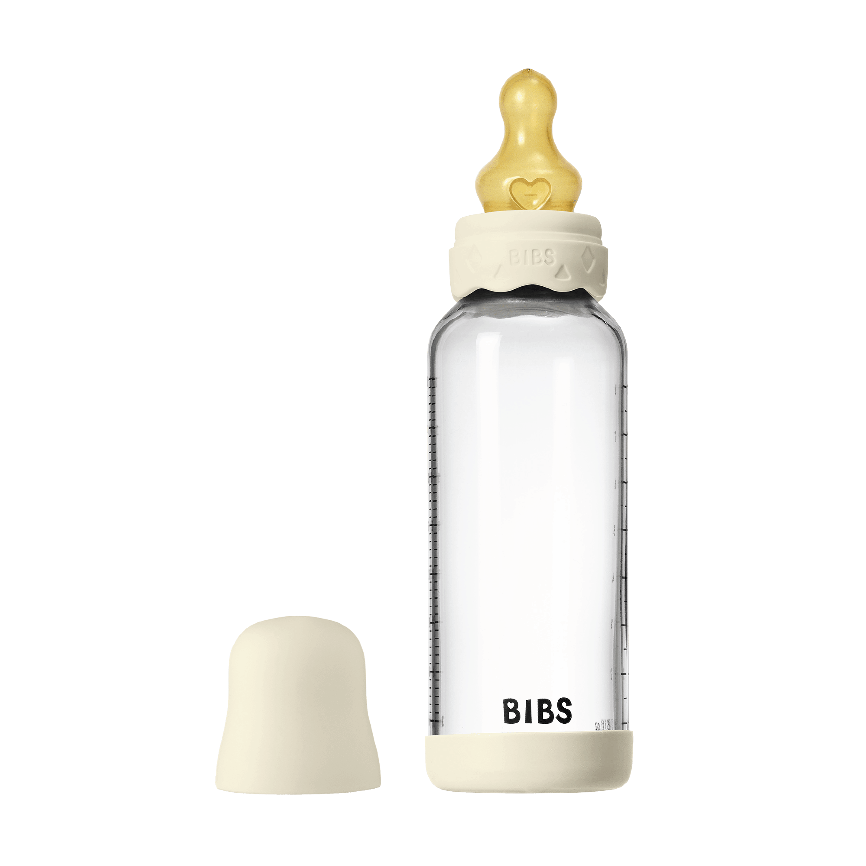 BIBS Tåteflaske i glass, Ivory, 240 ml