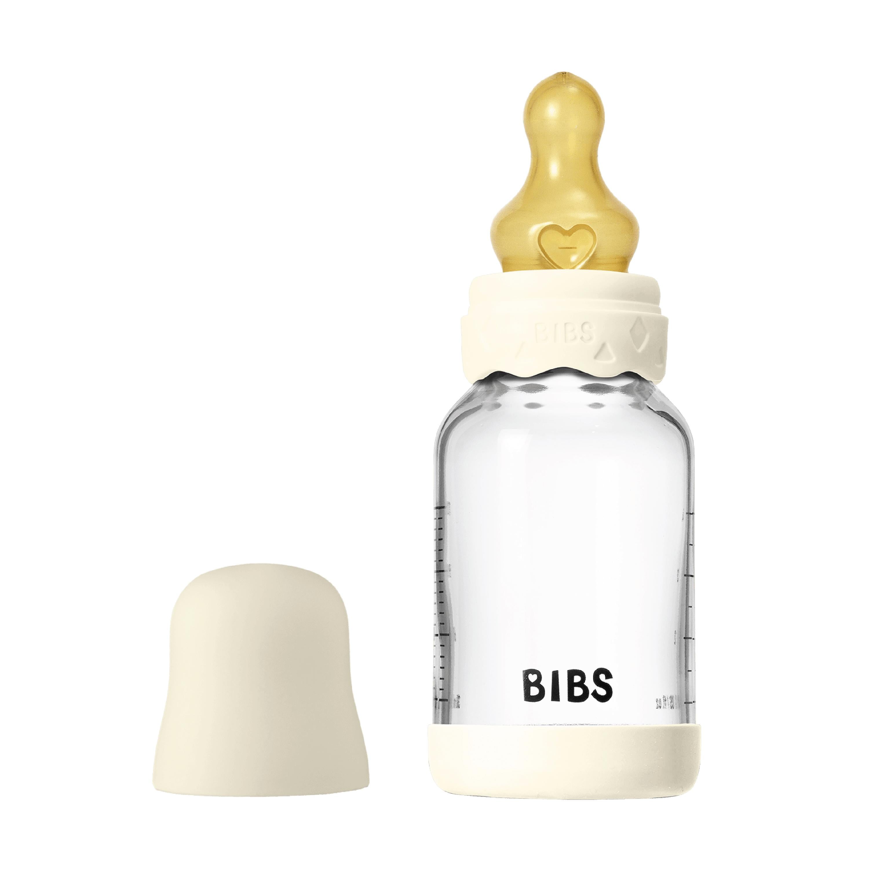 BIBS Tåteflaske i glass, Ivory, 120 ml
