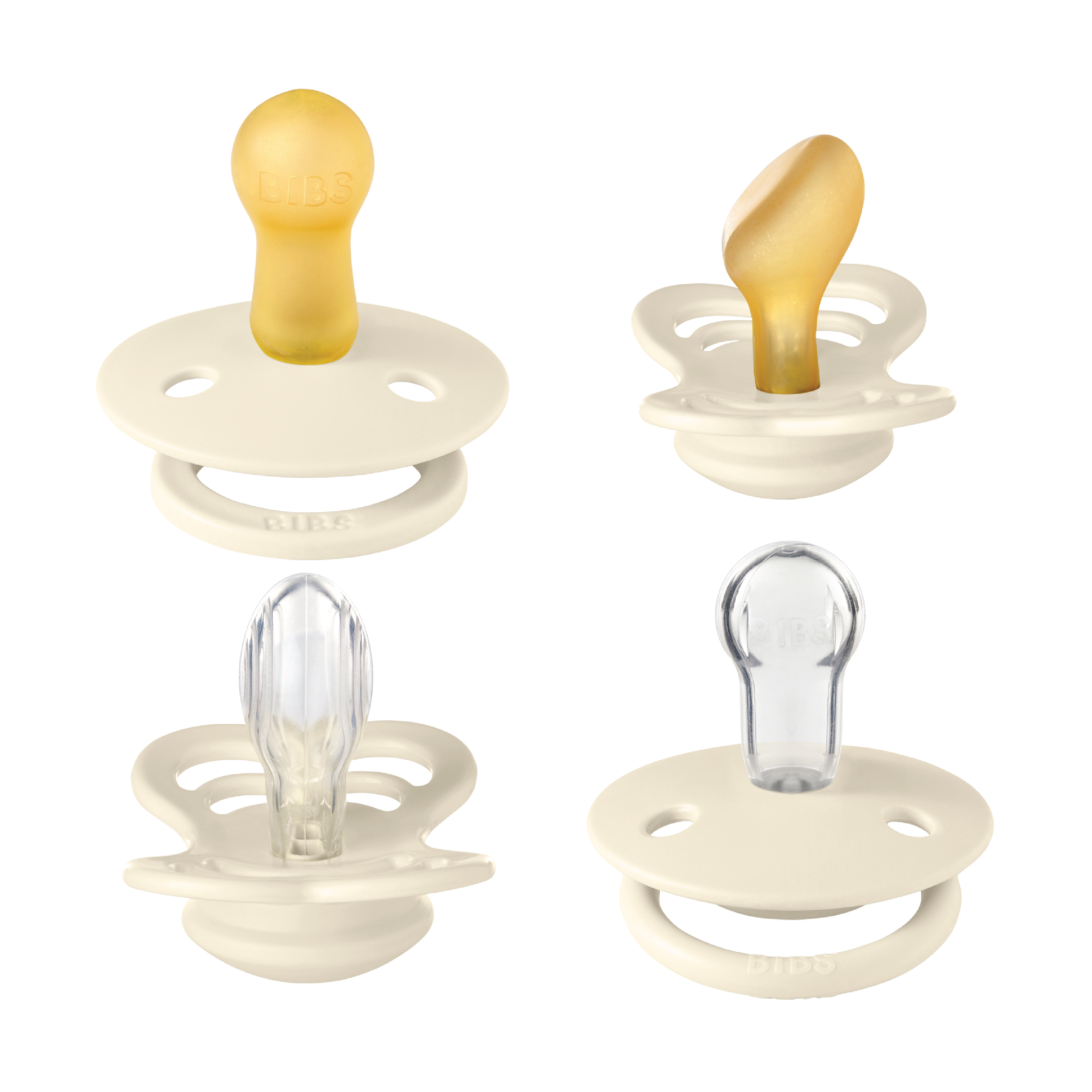 BIBS Try-it Collection Smokker Str. 2, 6-18 mnd, ivory, 4 stk.