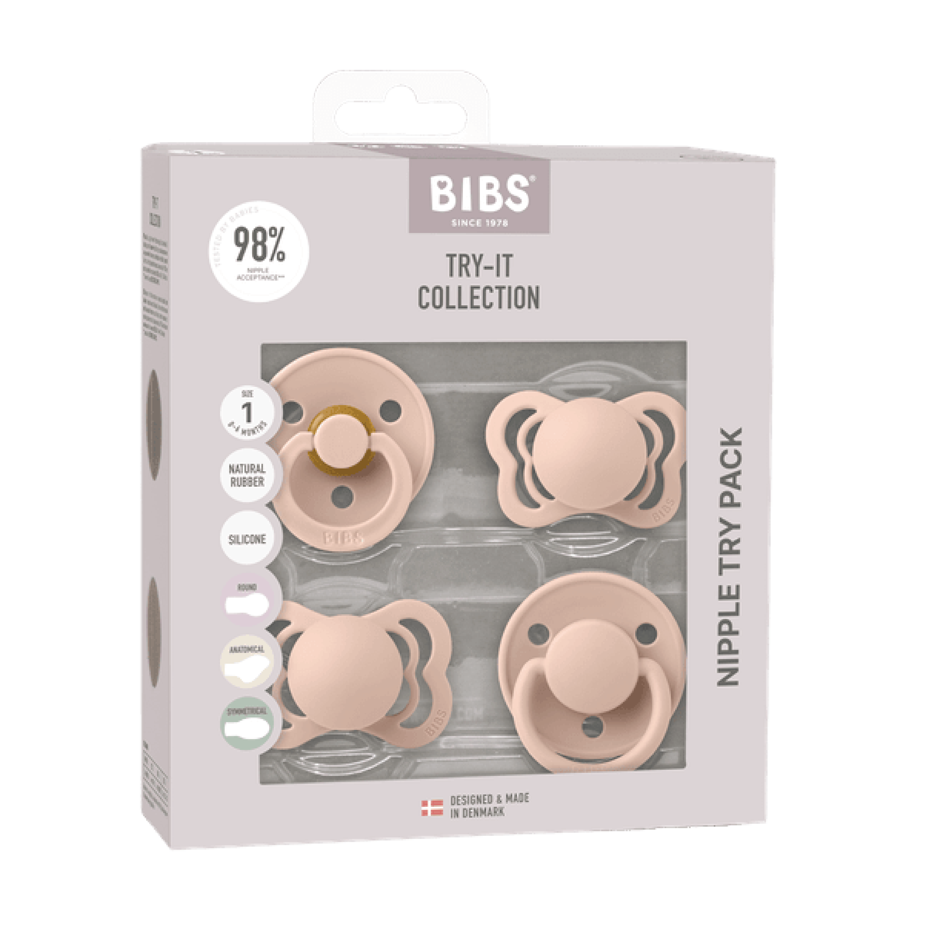 BIBS Try-it Collection Smokker Str. 1, 0-6 mnd, blush, 4 stk.