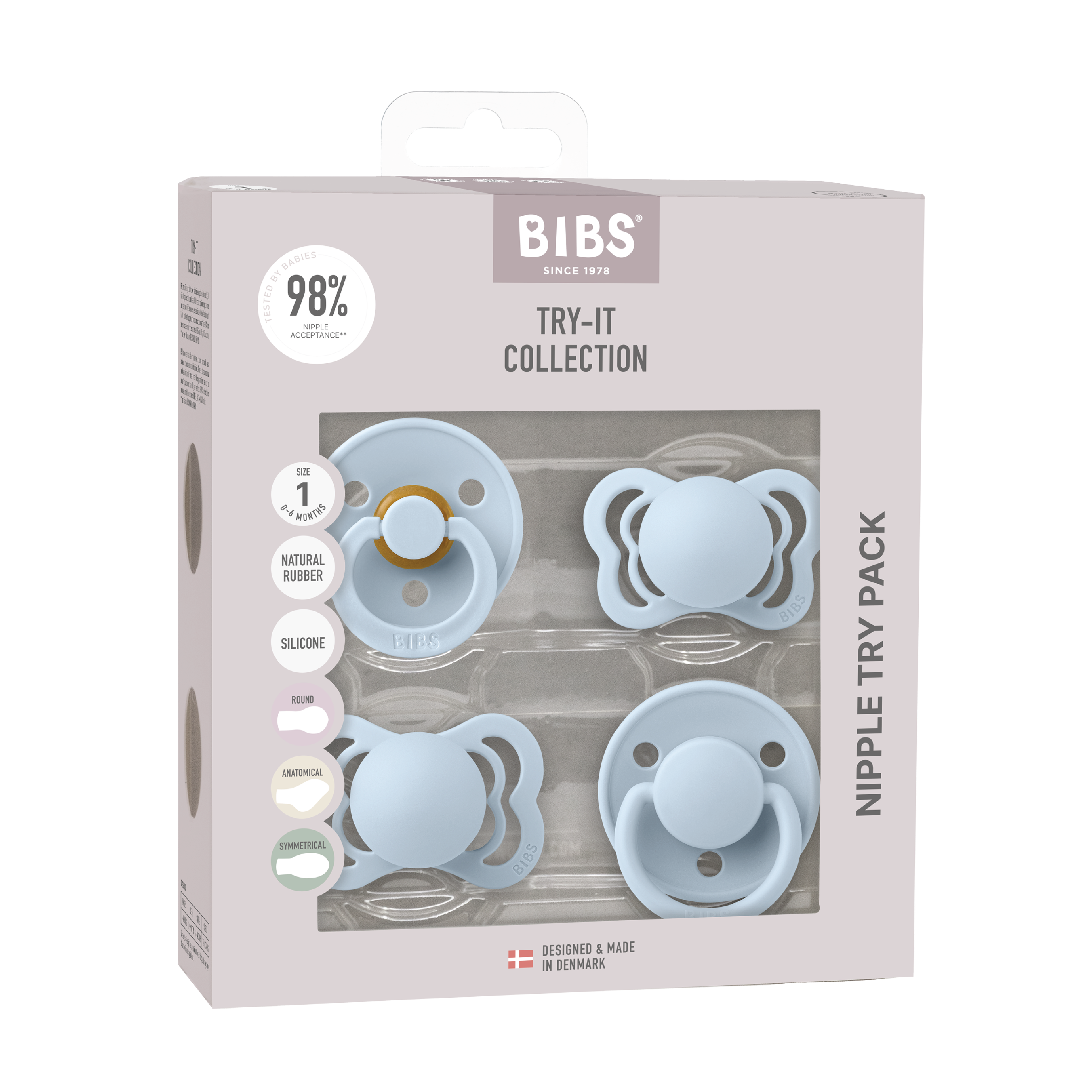 BIBS Try-it Collection Smokker Str. 1, 0-6 mnd, baby blue, 4 stk.